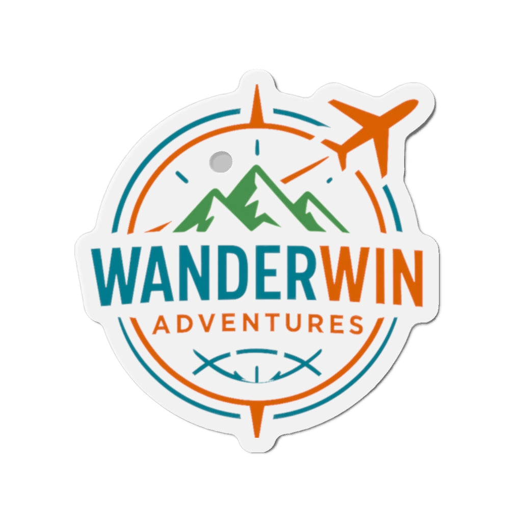 Adventure-Themed Die-Cut Magnet | WanderWin Travel Decor, Fun Fridge Magnet, Personalized Gift, Road Trip Souvenir, Home Office Decor