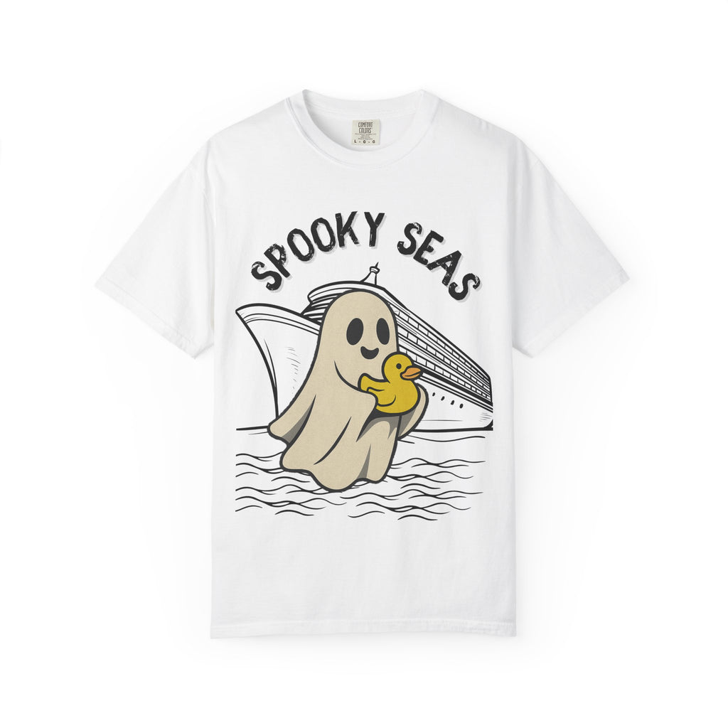Spooky Seas T-Shirt, Halloween Shirt, Unisex Graphic Tee, Fun Ghost Design, Casual Wear, Gift for Every Occasion