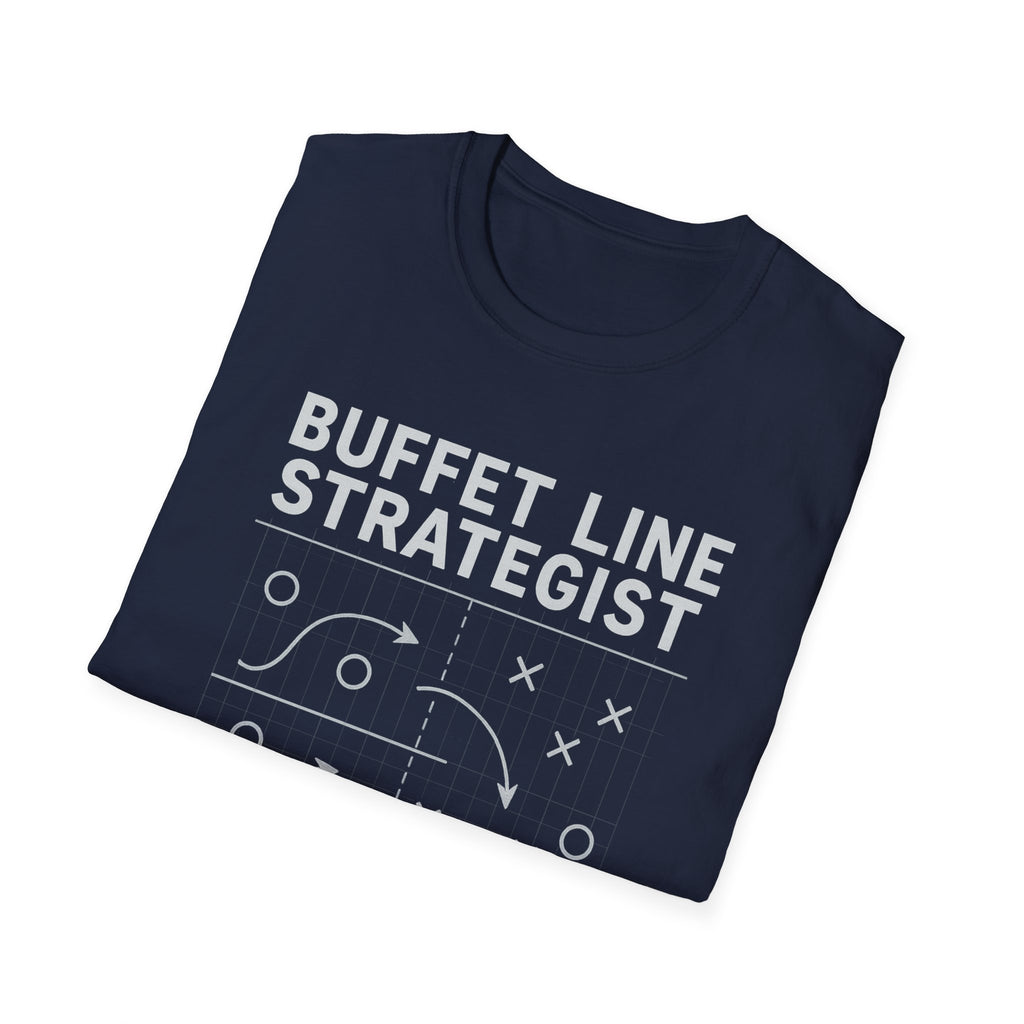 Buffet Line Strategist Unisex Softstyle T-Shirt | Foodie Humor Tee, Casual Wear, Gift for Food Lovers, Party Attire, Summer Fashion
