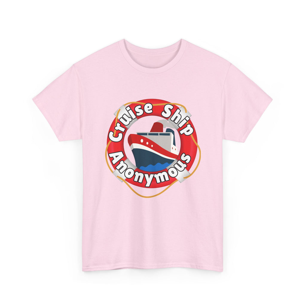 Cruise Ship Anonymous Tee - Fun Unisex Heavy Cotton T-Shirt, Perfect for Travel Lovers, Nautical Adventures, Summer Vacations