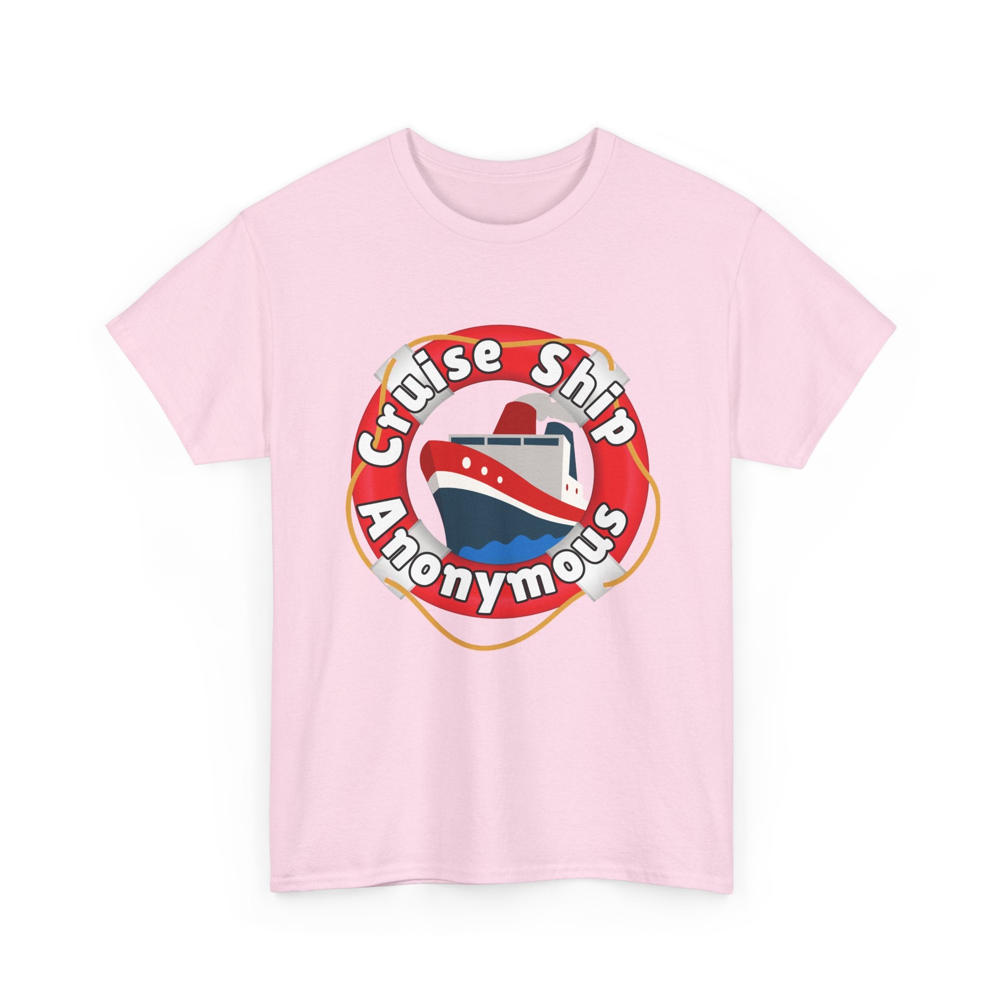 Cruise Ship Anonymous Tee - Fun Unisex Heavy Cotton T-Shirt, Perfect for Travel Lovers, Nautical Adventures, Summer Vacations