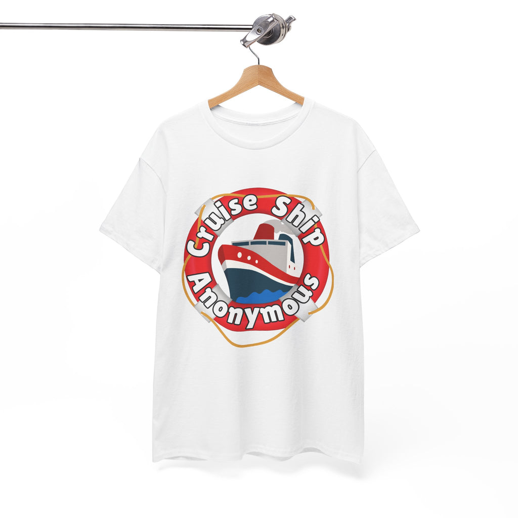 Cruise Ship Anonymous Tee - Fun Unisex Heavy Cotton T-Shirt, Perfect for Travel Lovers, Nautical Adventures, Summer Vacations