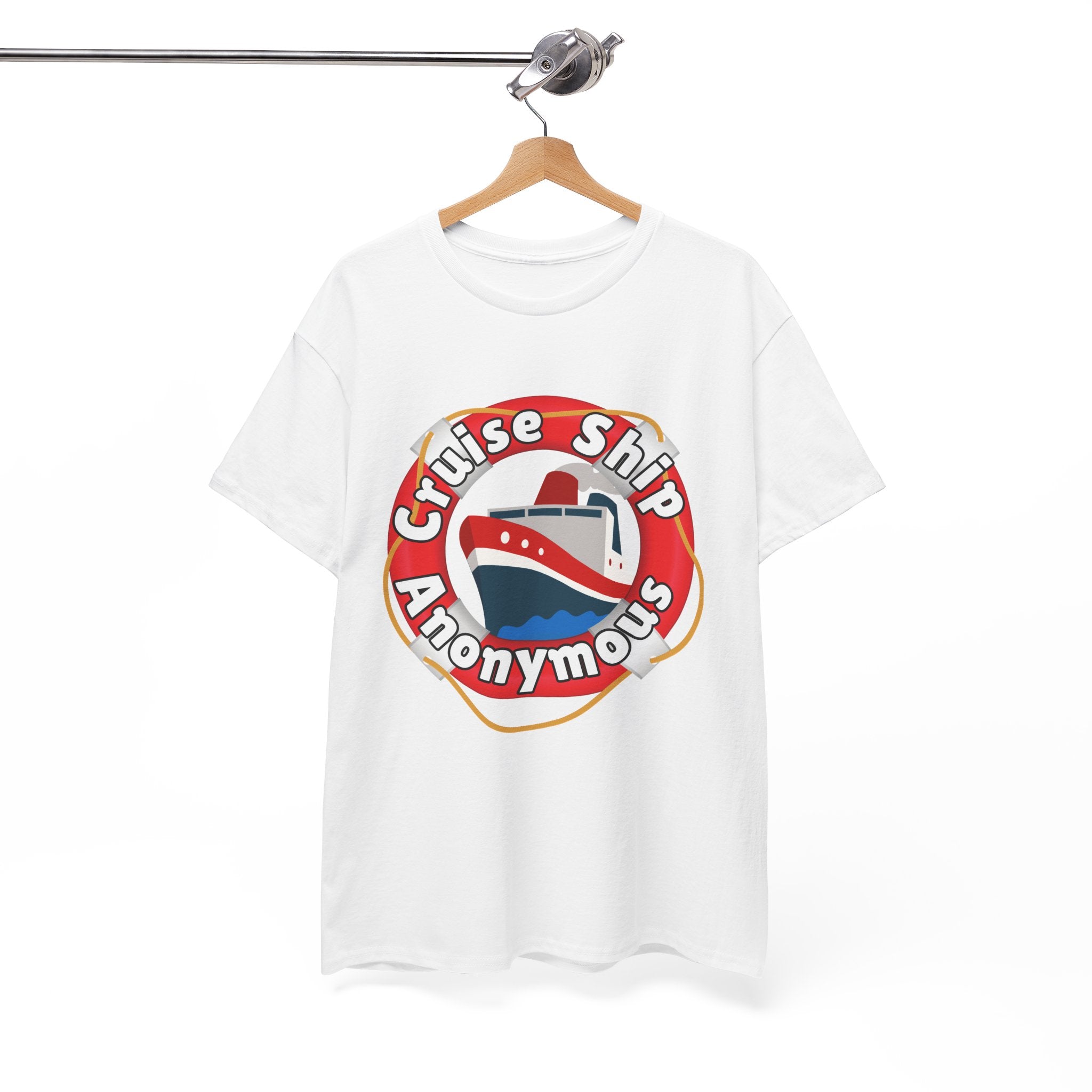 Cruise Ship Anonymous Tee - Fun Unisex Heavy Cotton T-Shirt, Perfect for Travel Lovers, Nautical Adventures, Summer Vacations