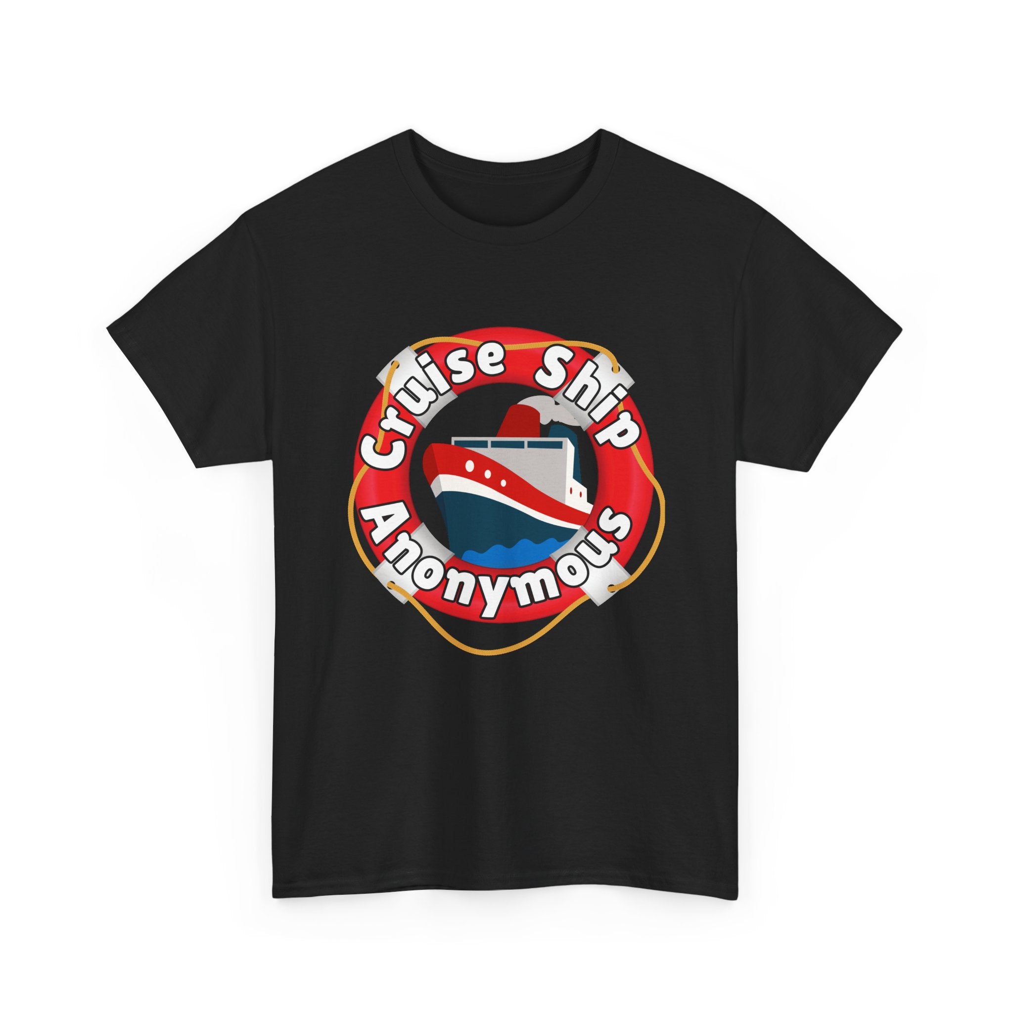 Cruise Ship Anonymous Tee - Fun Unisex Heavy Cotton T-Shirt, Perfect for Travel Lovers, Nautical Adventures, Summer Vacations