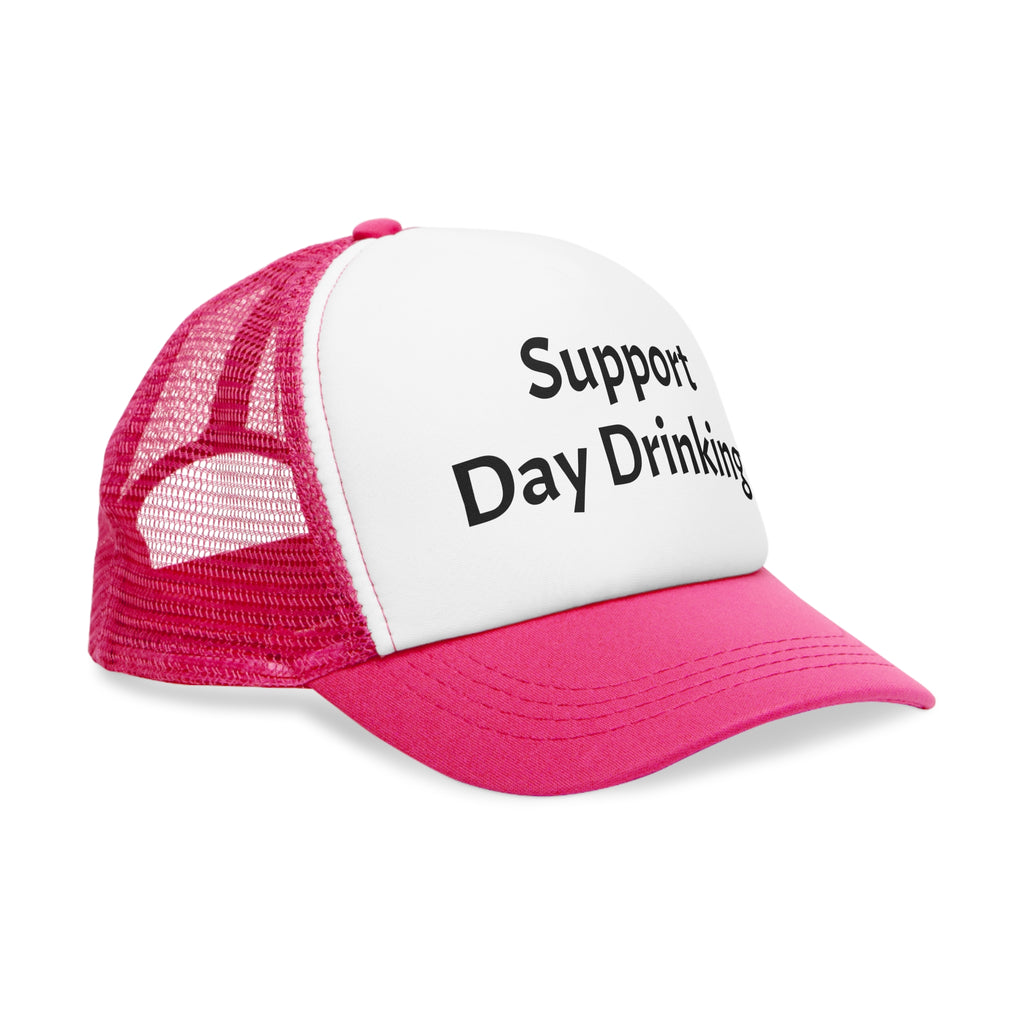 Support Day Drinking Mesh Cap, Trucker Hat for Outdoor Events, Funny Gift for Beer Lovers, Summer BBQ Accessory, Party Headwear
