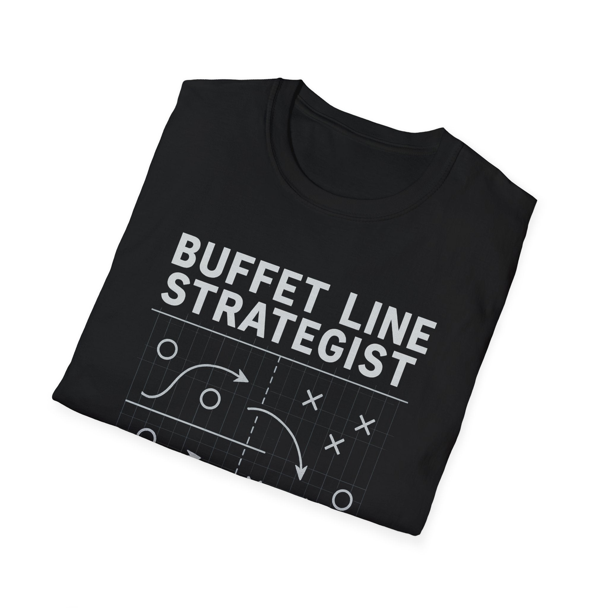 Buffet Line Strategist Unisex Softstyle T-Shirt | Foodie Humor Tee, Casual Wear, Gift for Food Lovers, Party Attire, Summer Fashion