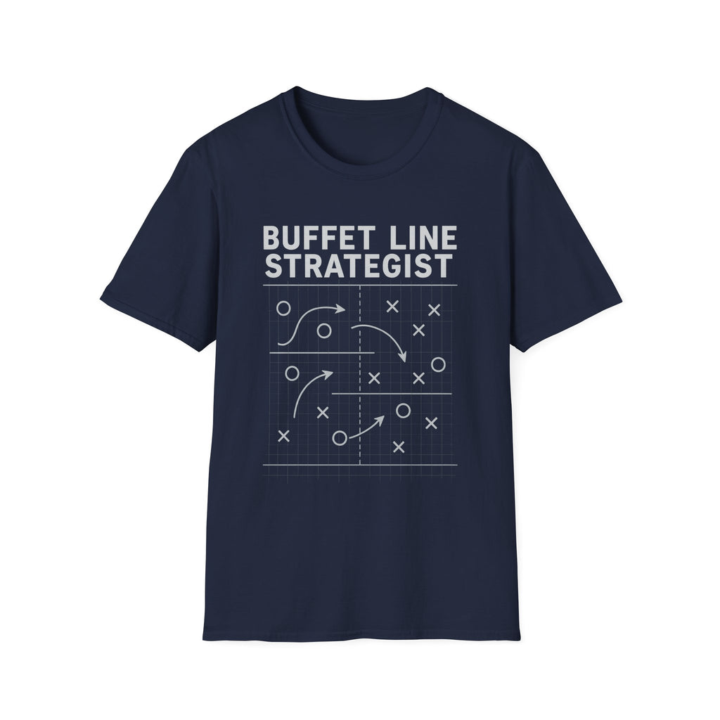 Buffet Line Strategist Unisex Softstyle T-Shirt | Foodie Humor Tee, Casual Wear, Gift for Food Lovers, Party Attire, Summer Fashion