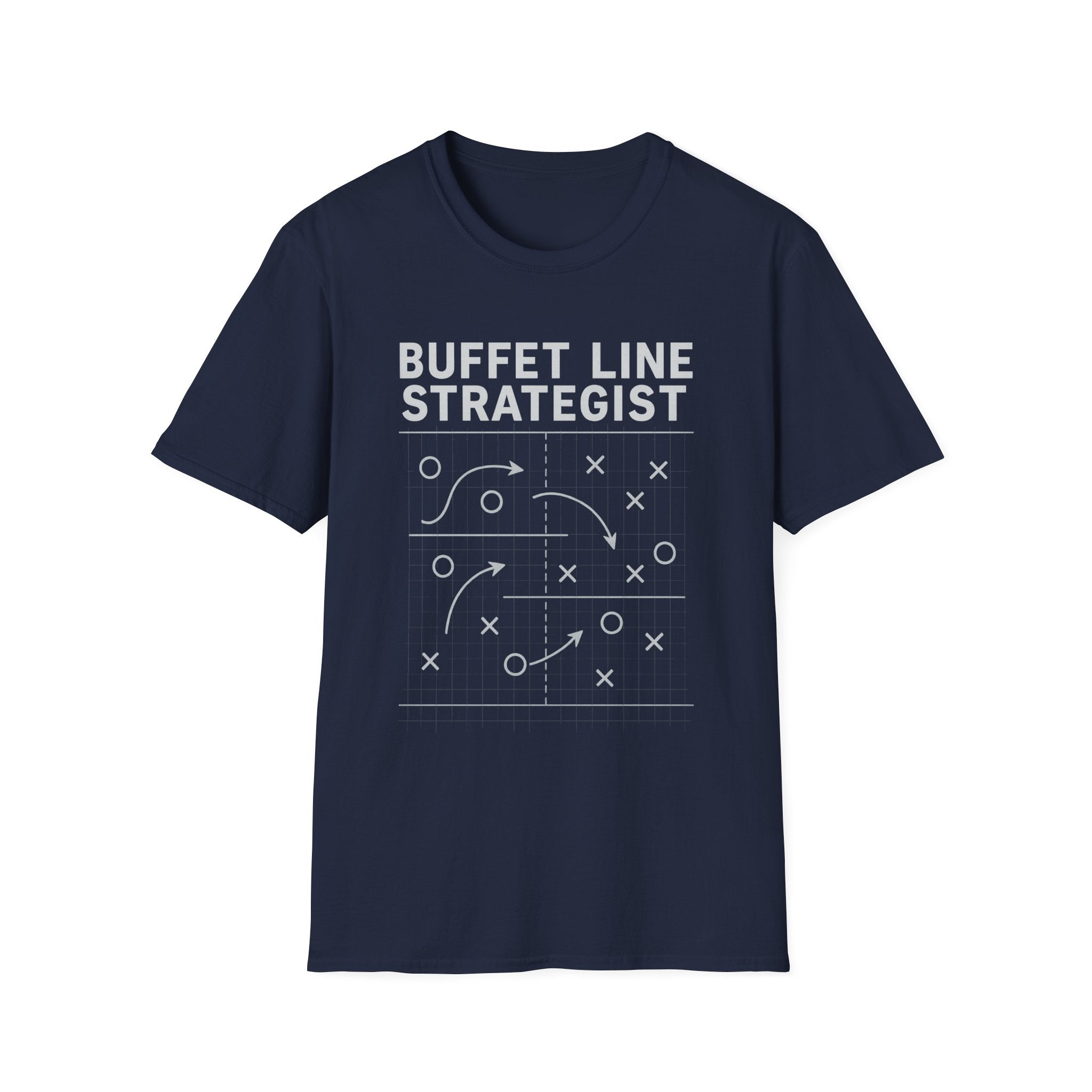 Buffet Line Strategist Unisex Softstyle T-Shirt | Foodie Humor Tee, Casual Wear, Gift for Food Lovers, Party Attire, Summer Fashion