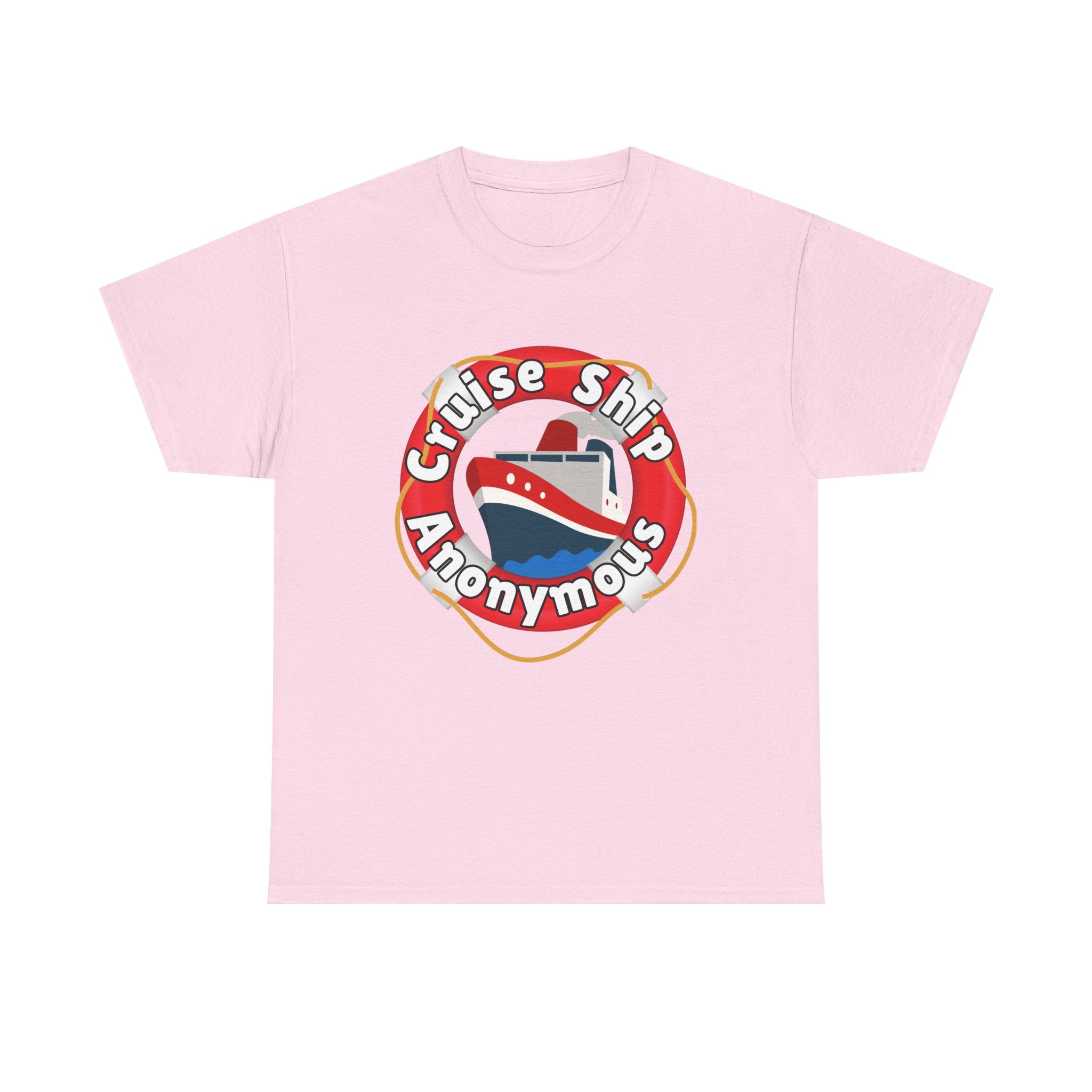 Cruise Ship Anonymous Tee - Fun Unisex Heavy Cotton T-Shirt, Perfect for Travel Lovers, Nautical Adventures, Summer Vacations