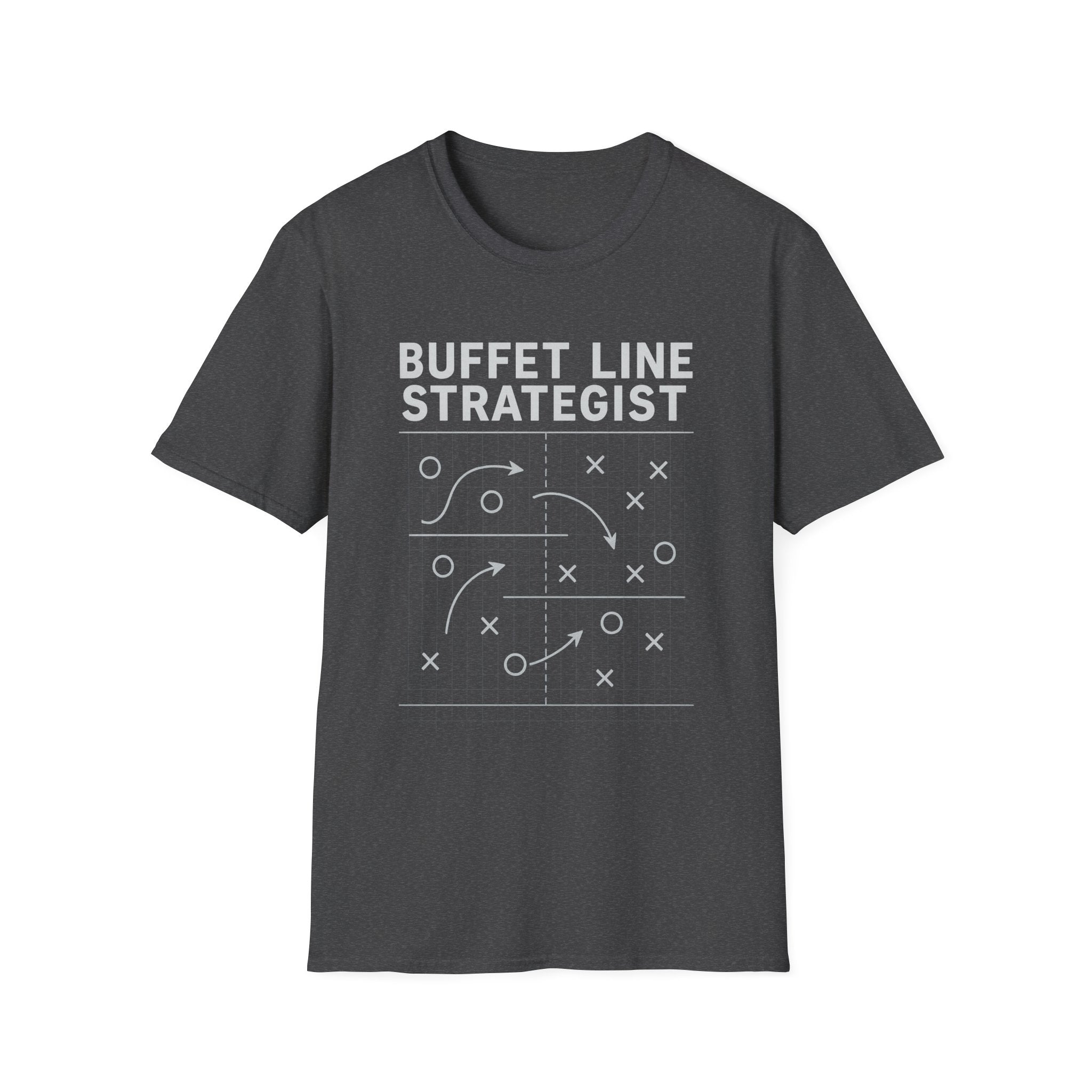 Buffet Line Strategist Unisex Softstyle T-Shirt | Foodie Humor Tee, Casual Wear, Gift for Food Lovers, Party Attire, Summer Fashion
