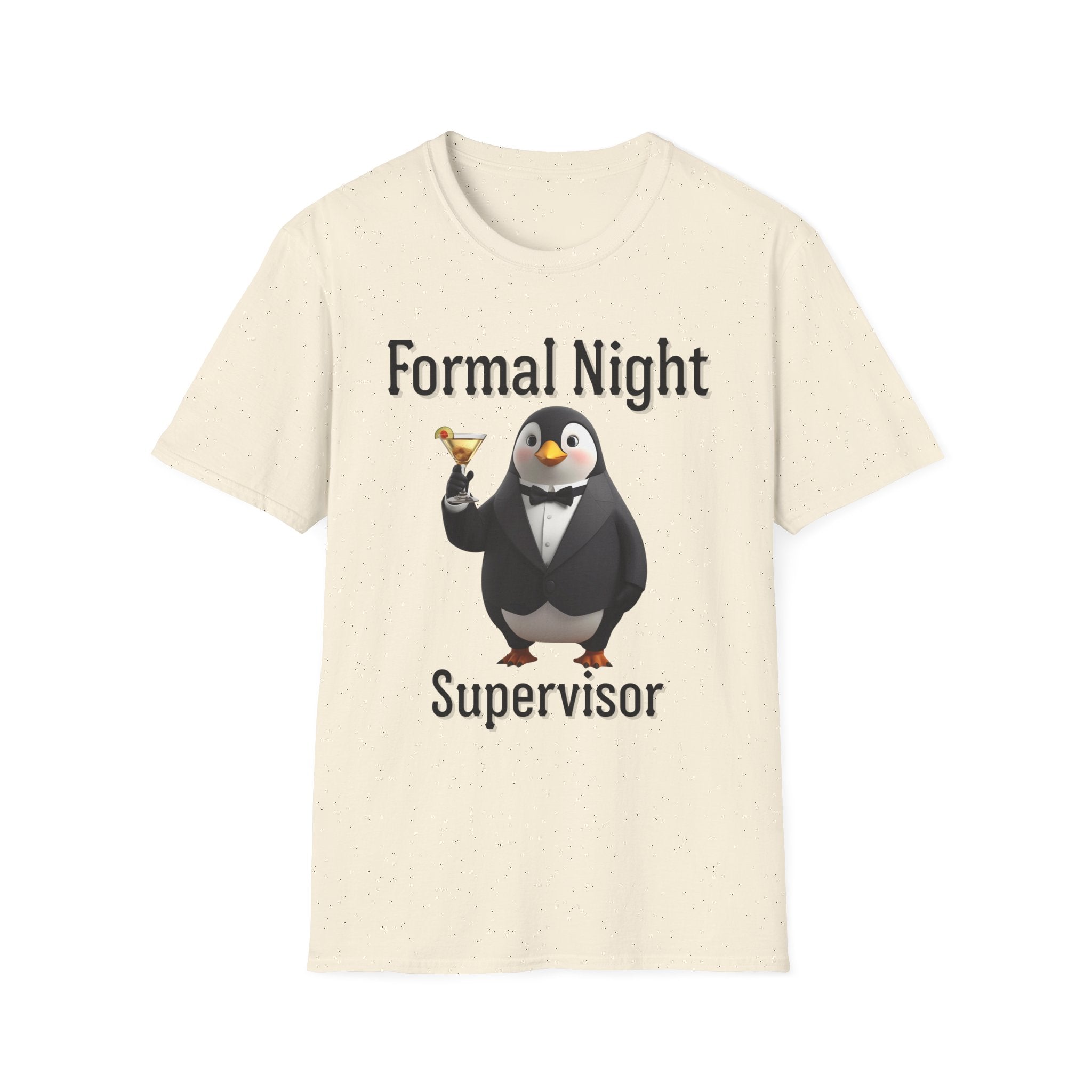 Penguin Formal Night Supervisor T-Shirt, Funny Party Tee, Gift for Hosts, Unisex Apparel, Casual Wear, Event Shirt, Animal Lover Gift