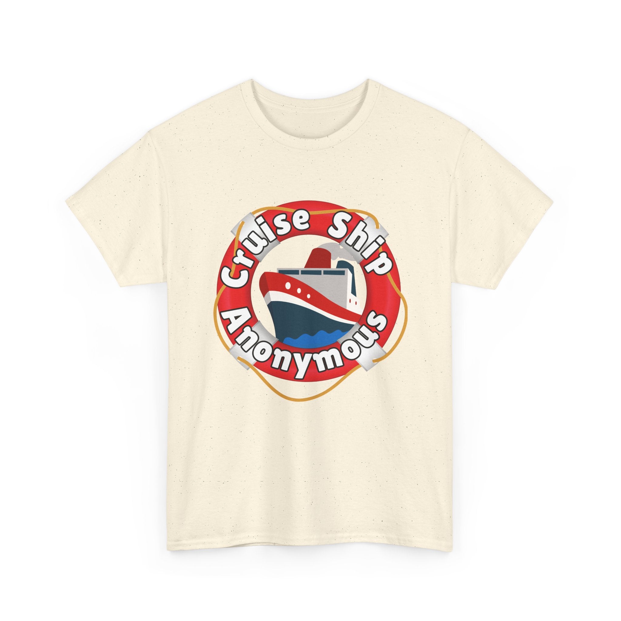 Cruise Ship Anonymous Tee - Fun Unisex Heavy Cotton T-Shirt, Perfect for Travel Lovers, Nautical Adventures, Summer Vacations