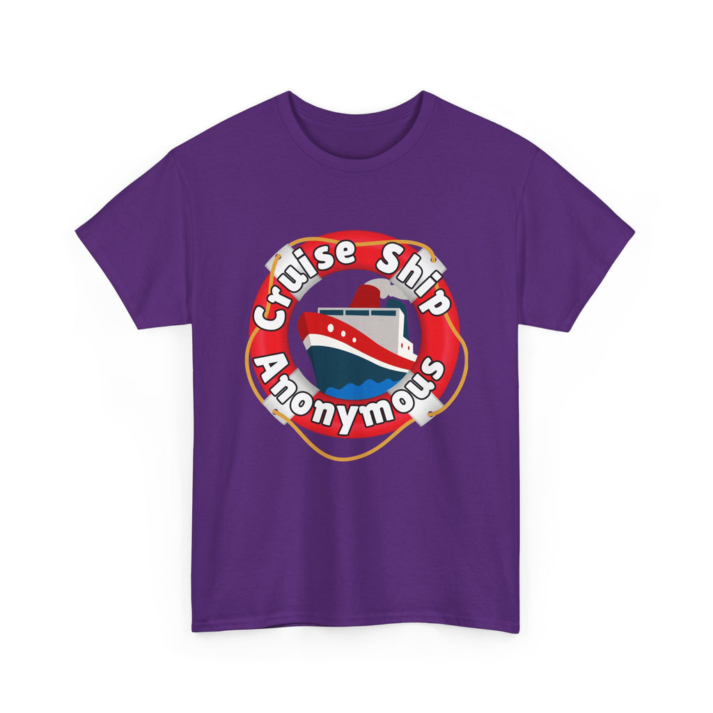 Cruise Ship Anonymous Tee - Fun Unisex Heavy Cotton T-Shirt, Perfect for Travel Lovers, Nautical Adventures, Summer Vacations
