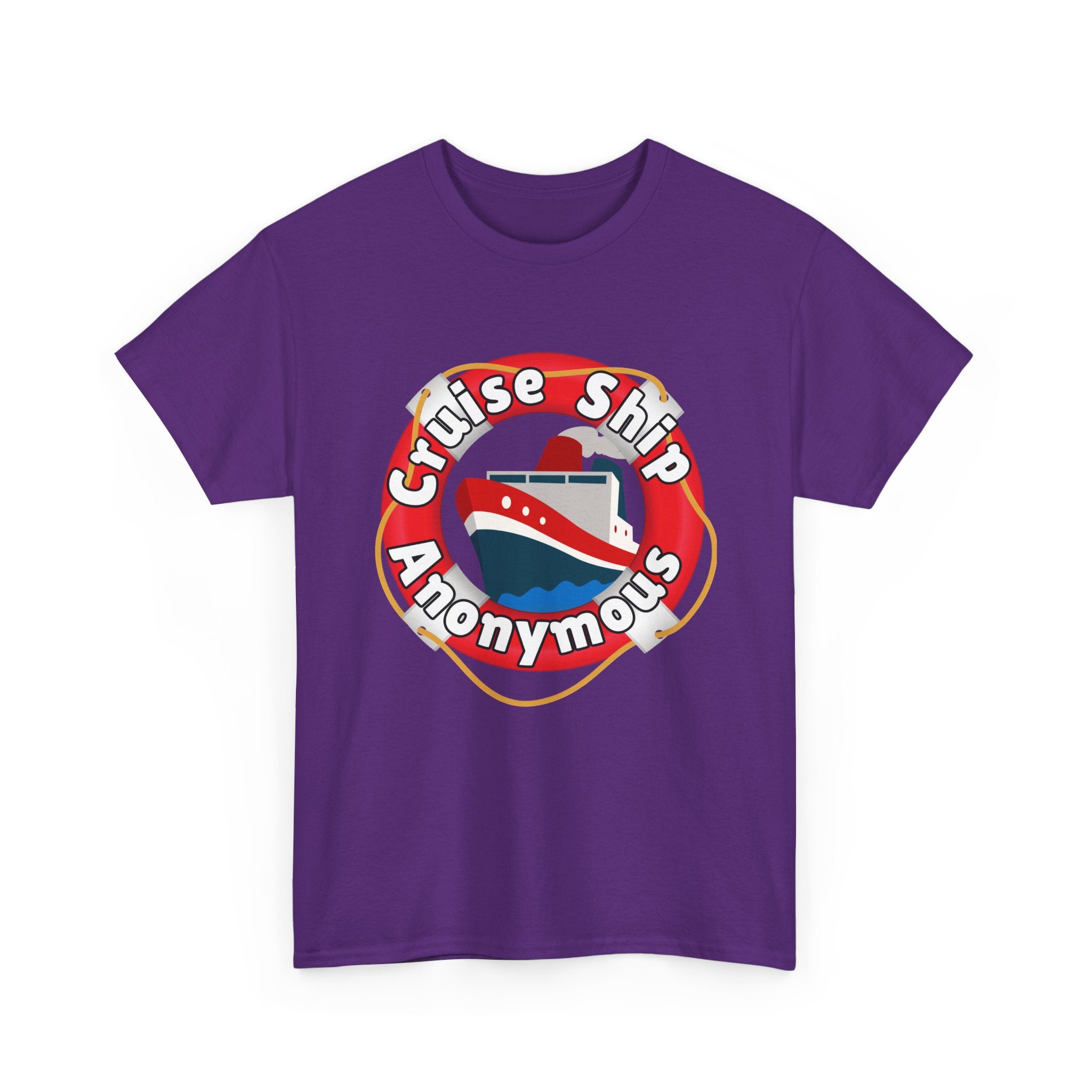 Cruise Ship Anonymous Tee - Fun Unisex Heavy Cotton T-Shirt, Perfect for Travel Lovers, Nautical Adventures, Summer Vacations