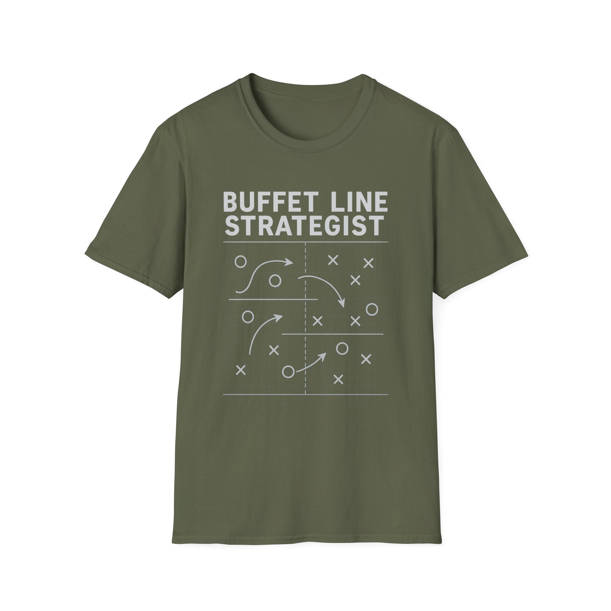 Buffet Line Strategist Unisex Softstyle T-Shirt | Foodie Humor Tee, Casual Wear, Gift for Food Lovers, Party Attire, Summer Fashion