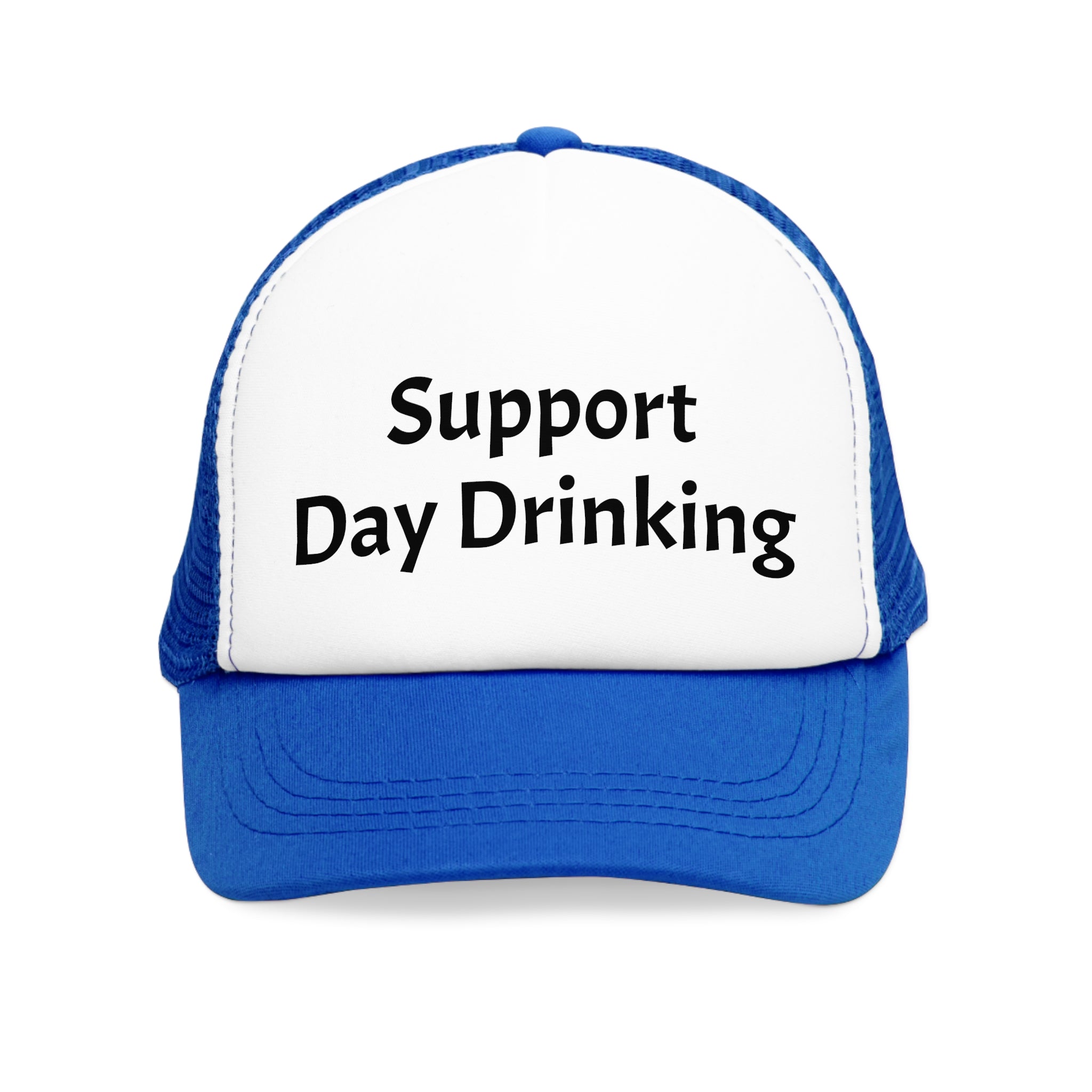 Support Day Drinking Mesh Cap, Trucker Hat for Outdoor Events, Funny Gift for Beer Lovers, Summer BBQ Accessory, Party Headwear