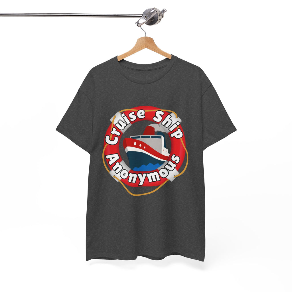Cruise Ship Anonymous Tee - Fun Unisex Heavy Cotton T-Shirt, Perfect for Travel Lovers, Nautical Adventures, Summer Vacations