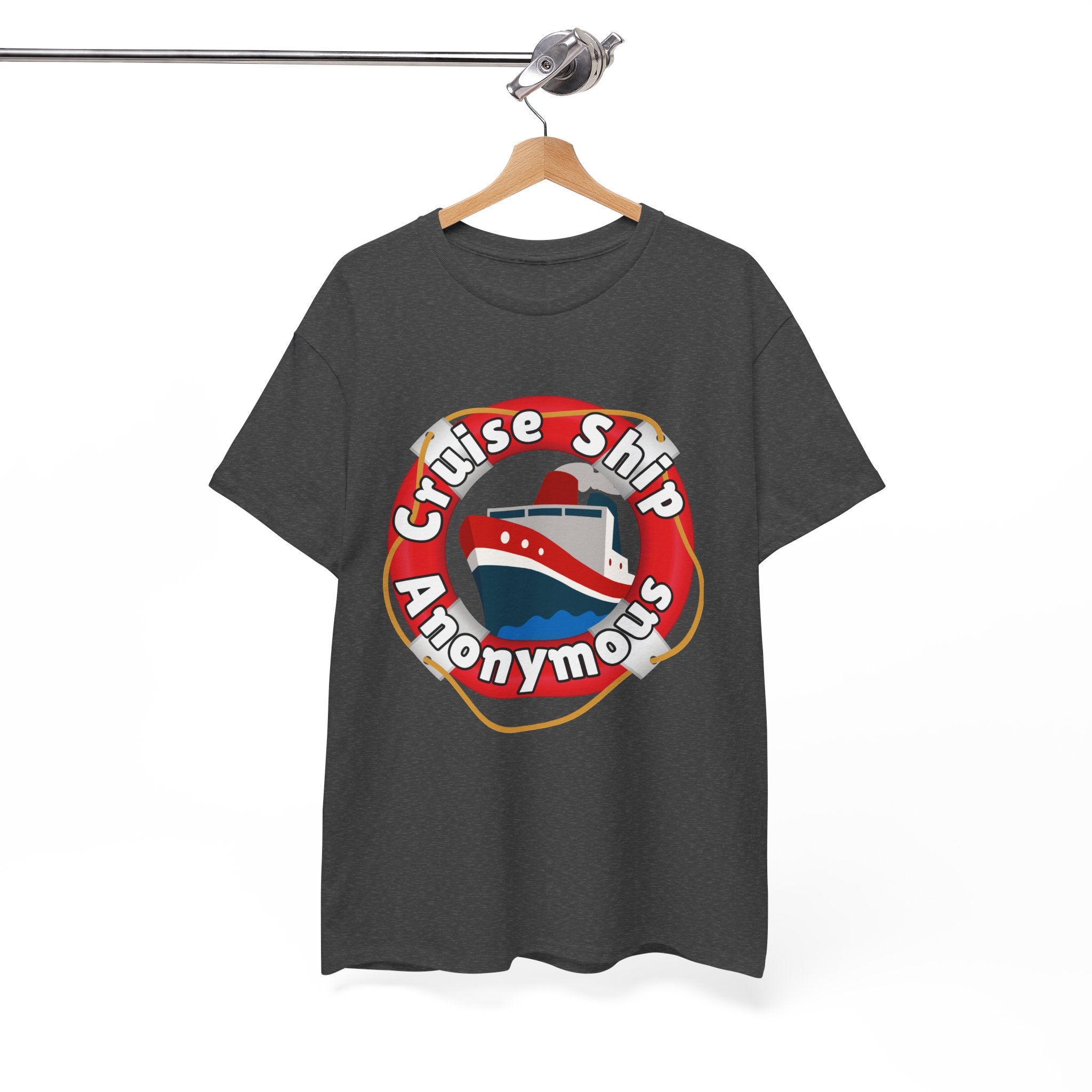 Cruise Ship Anonymous Tee - Fun Unisex Heavy Cotton T-Shirt, Perfect for Travel Lovers, Nautical Adventures, Summer Vacations