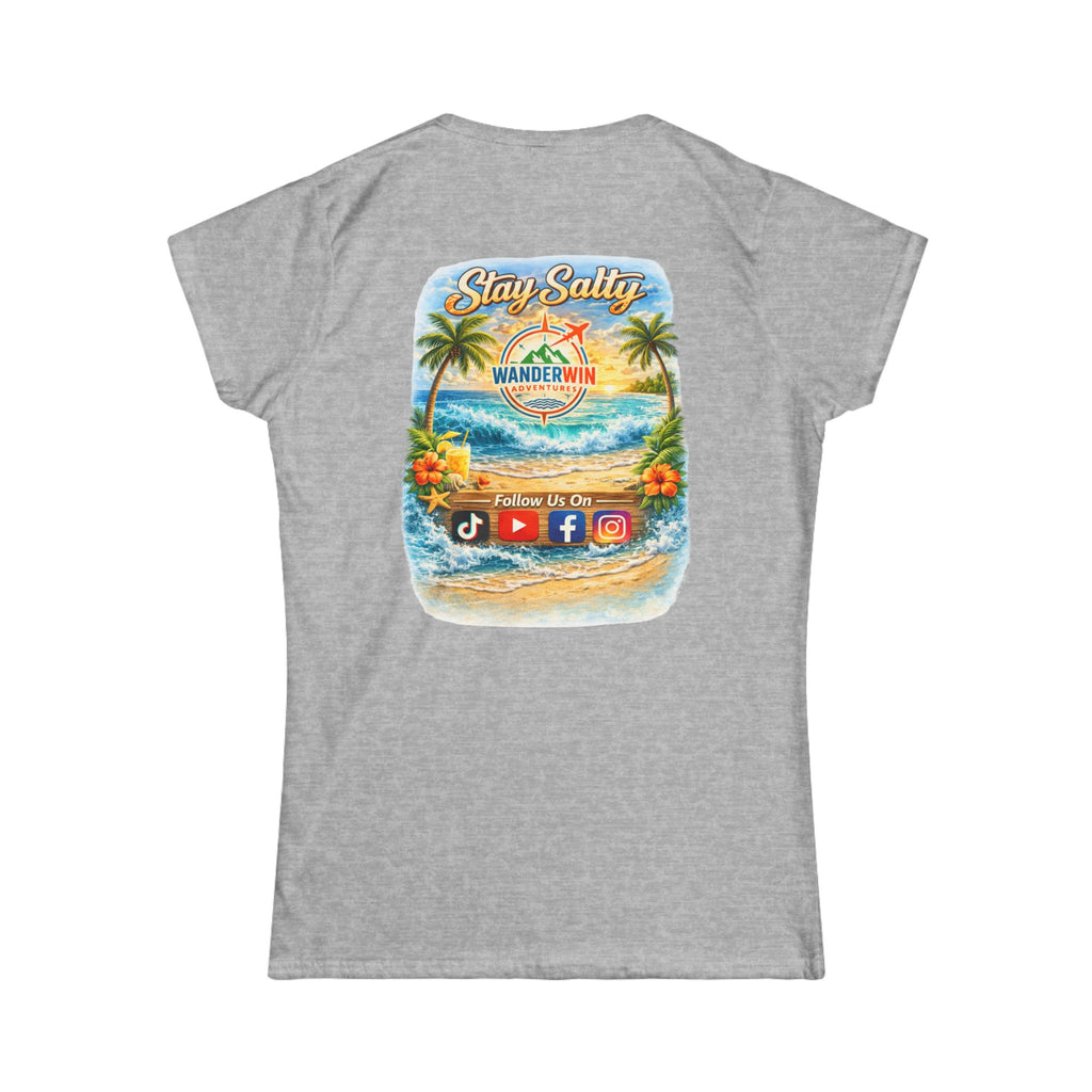 Stay Salty Travel Tee — "Wanderwin" Beach Graphic Women's T-Shirt