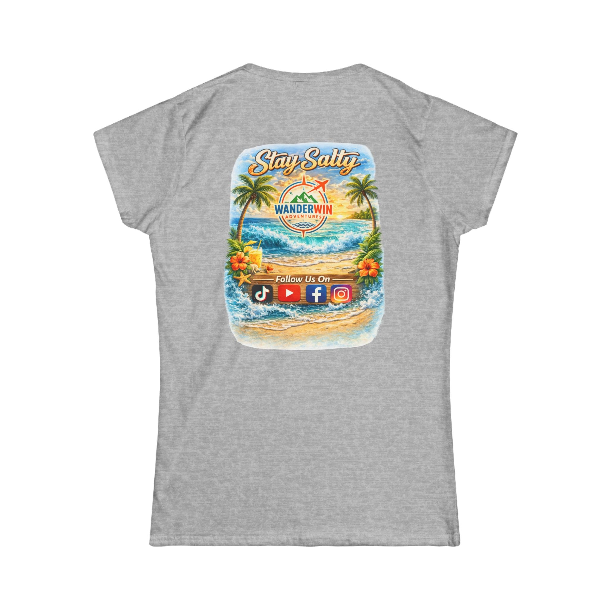 Stay Salty Travel Tee — "Wanderwin" Beach Graphic Women's T-Shirt