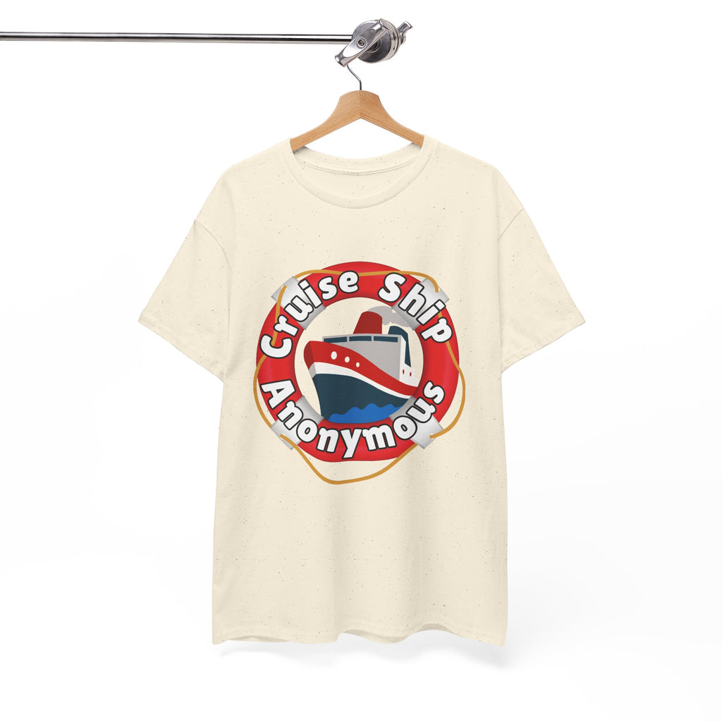 Cruise Ship Anonymous Tee - Fun Unisex Heavy Cotton T-Shirt, Perfect for Travel Lovers, Nautical Adventures, Summer Vacations