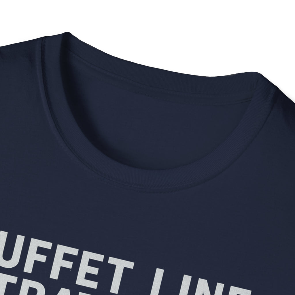 Buffet Line Strategist Unisex Softstyle T-Shirt | Foodie Humor Tee, Casual Wear, Gift for Food Lovers, Party Attire, Summer Fashion