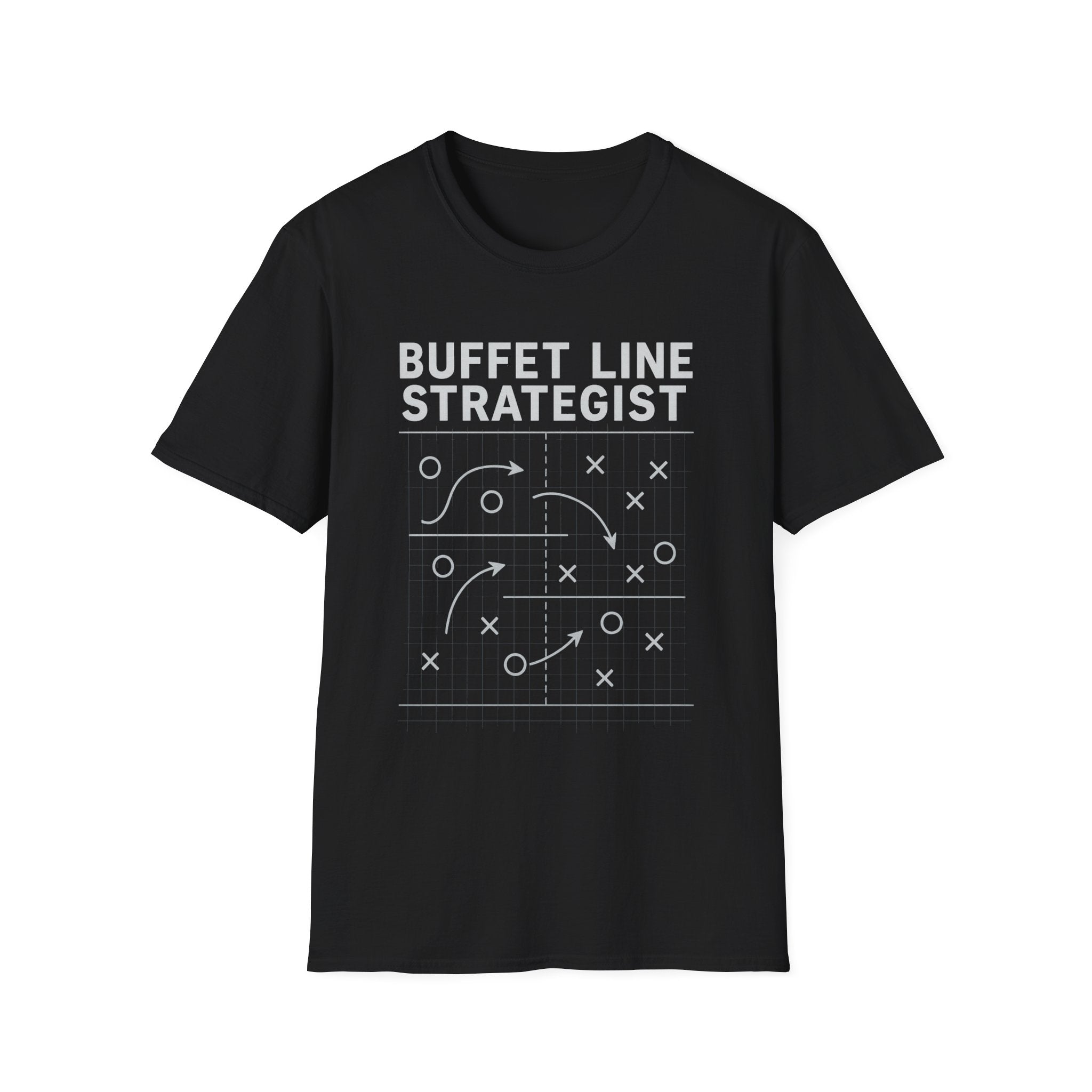 Buffet Line Strategist Unisex Softstyle T-Shirt | Foodie Humor Tee, Casual Wear, Gift for Food Lovers, Party Attire, Summer Fashion