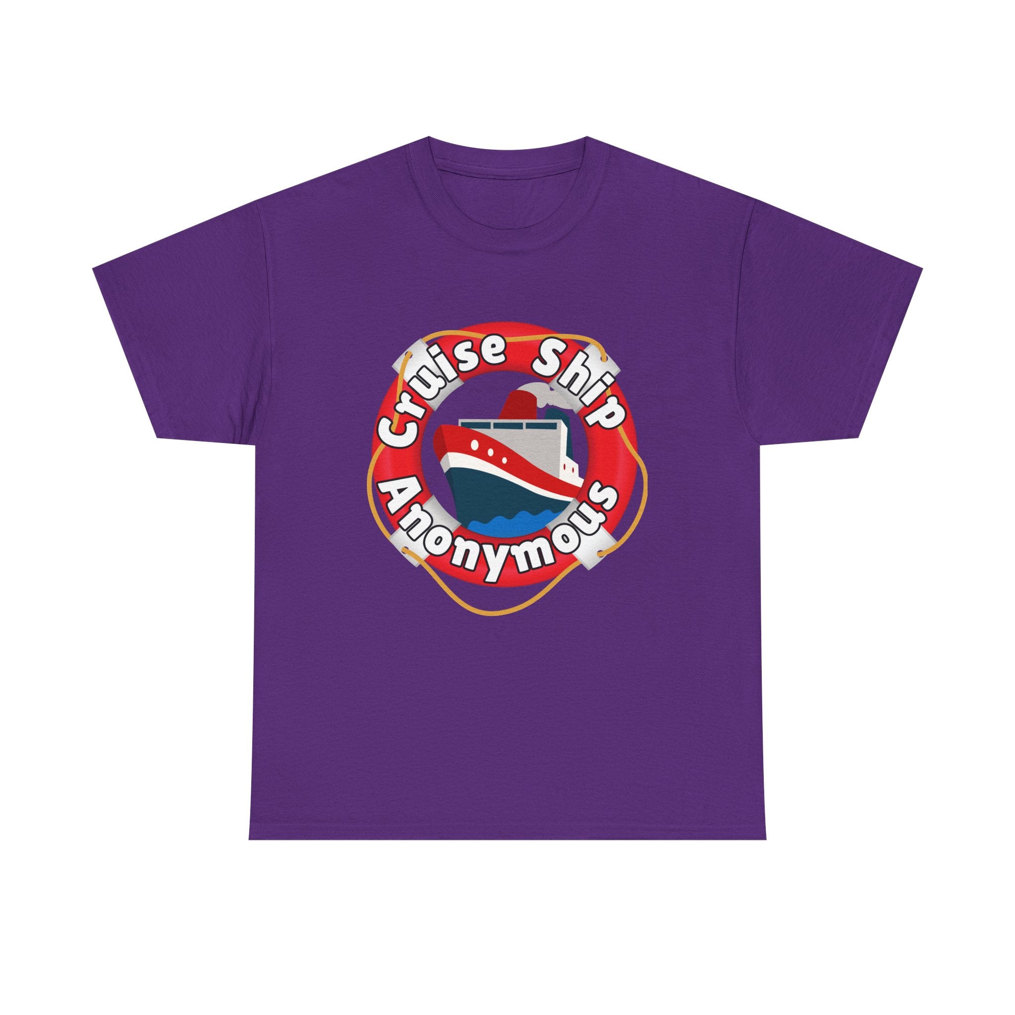 Cruise Ship Anonymous Tee - Fun Unisex Heavy Cotton T-Shirt, Perfect for Travel Lovers, Nautical Adventures, Summer Vacations