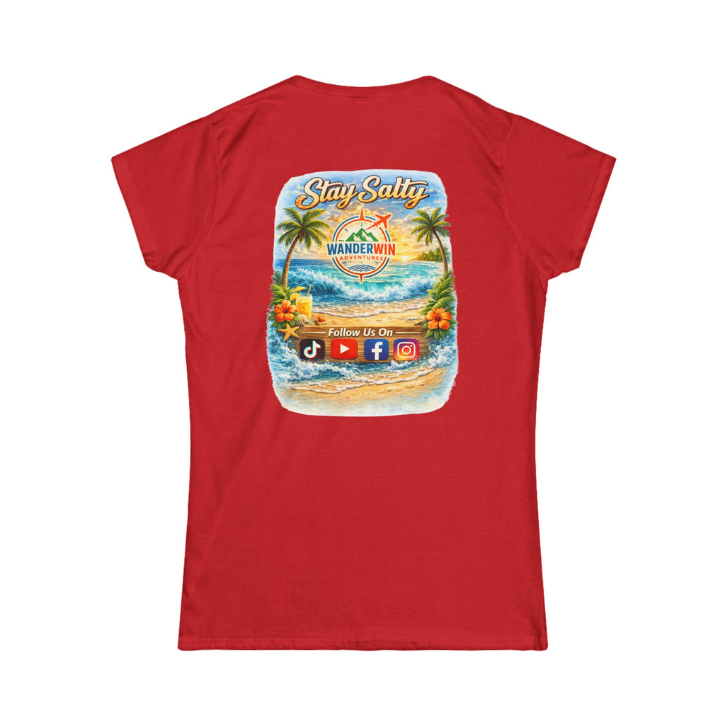 Stay Salty Travel Tee — "Wanderwin" Beach Graphic Women's T-Shirt