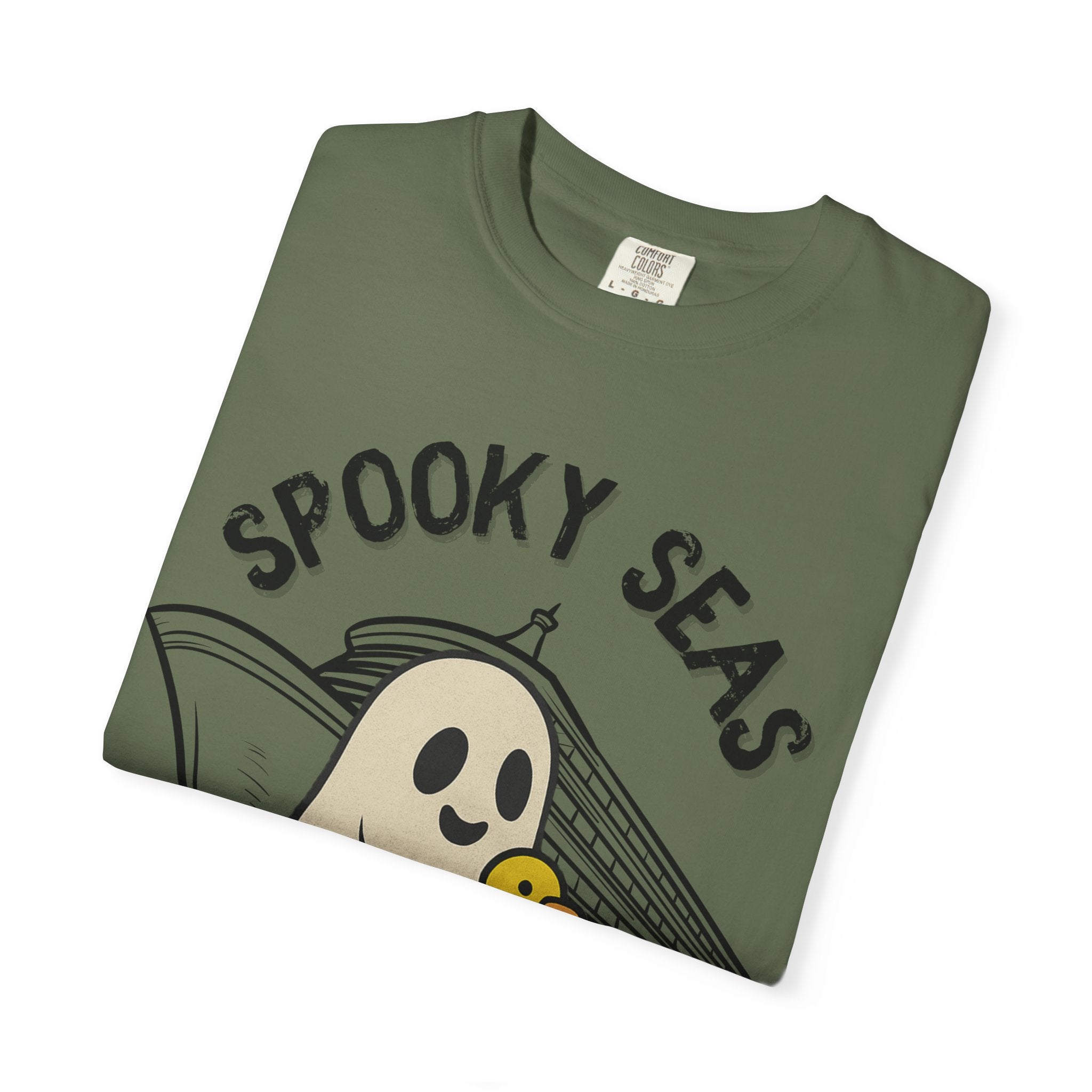 Spooky Seas T-Shirt, Halloween Shirt, Unisex Graphic Tee, Fun Ghost Design, Casual Wear, Gift for Every Occasion