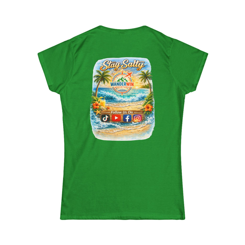 Stay Salty Travel Tee — "Wanderwin" Beach Graphic Women's T-Shirt