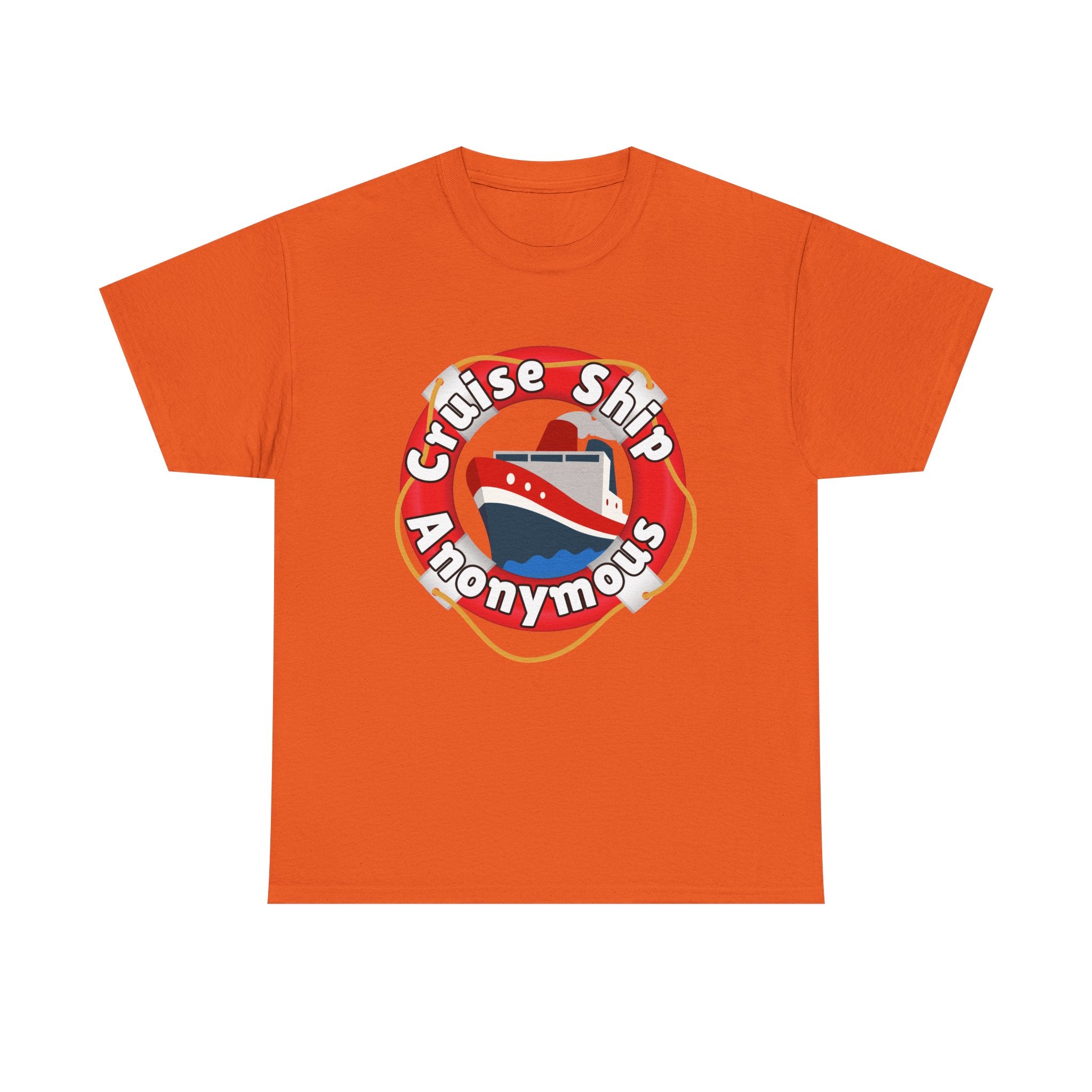Cruise Ship Anonymous Tee - Fun Unisex Heavy Cotton T-Shirt, Perfect for Travel Lovers, Nautical Adventures, Summer Vacations