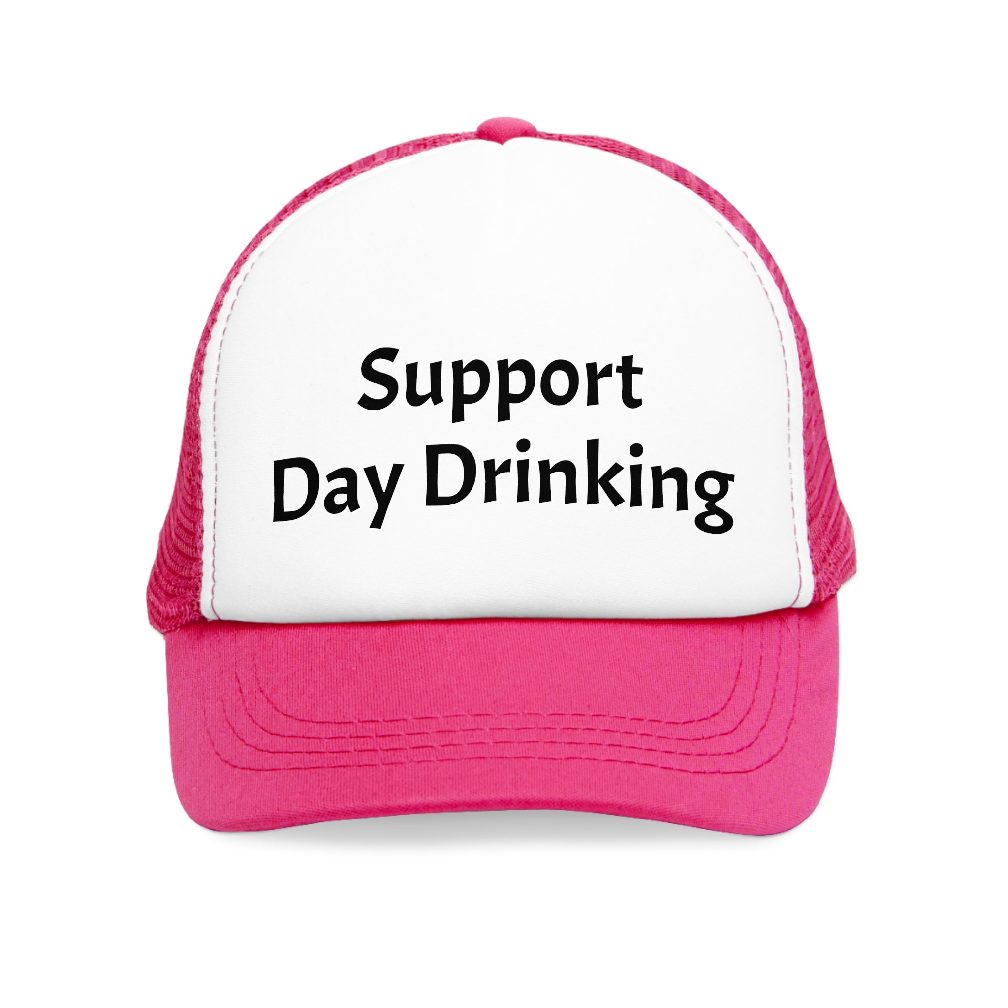 Support Day Drinking Mesh Cap, Trucker Hat for Outdoor Events, Funny Gift for Beer Lovers, Summer BBQ Accessory, Party Headwear