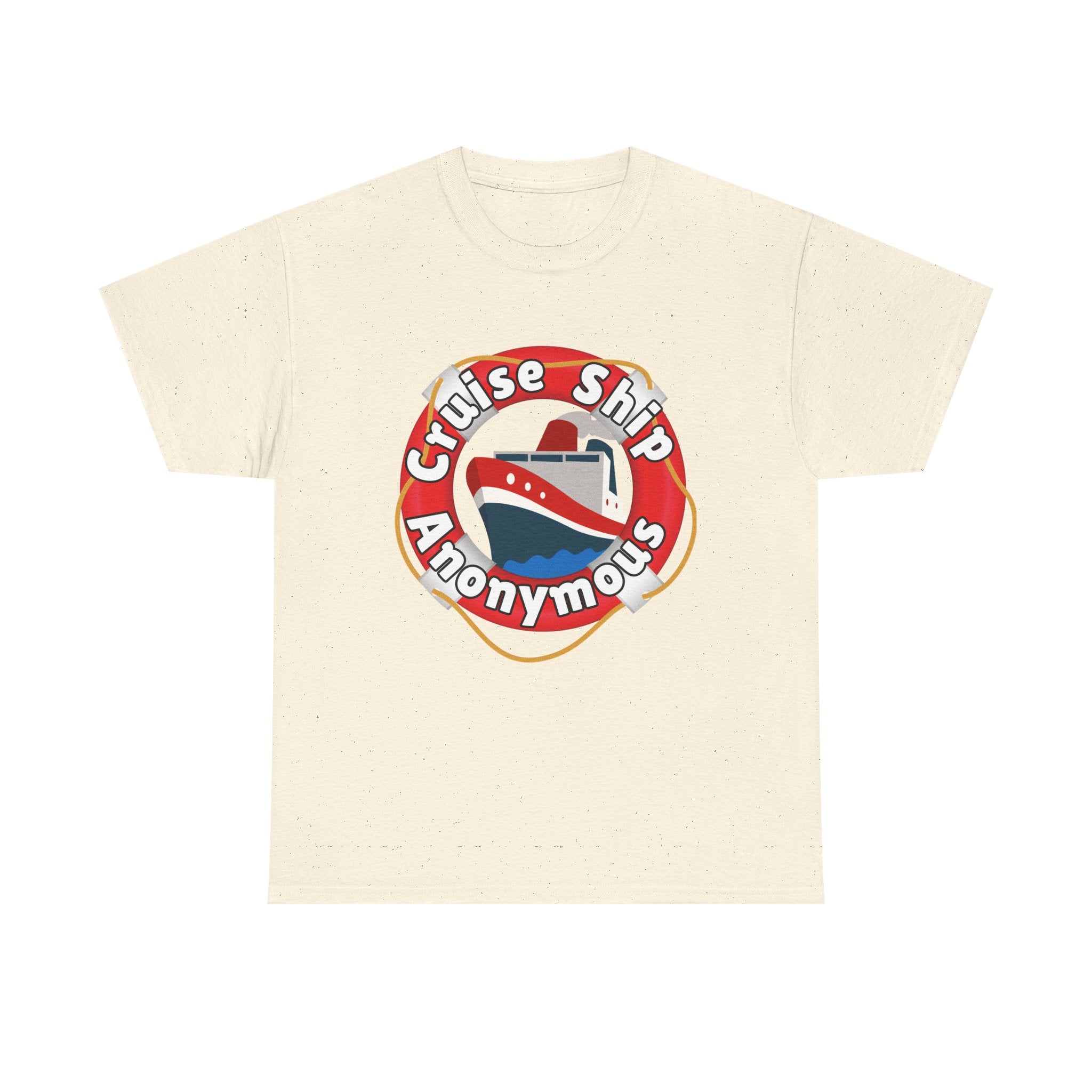 Cruise Ship Anonymous Tee - Fun Unisex Heavy Cotton T-Shirt, Perfect for Travel Lovers, Nautical Adventures, Summer Vacations