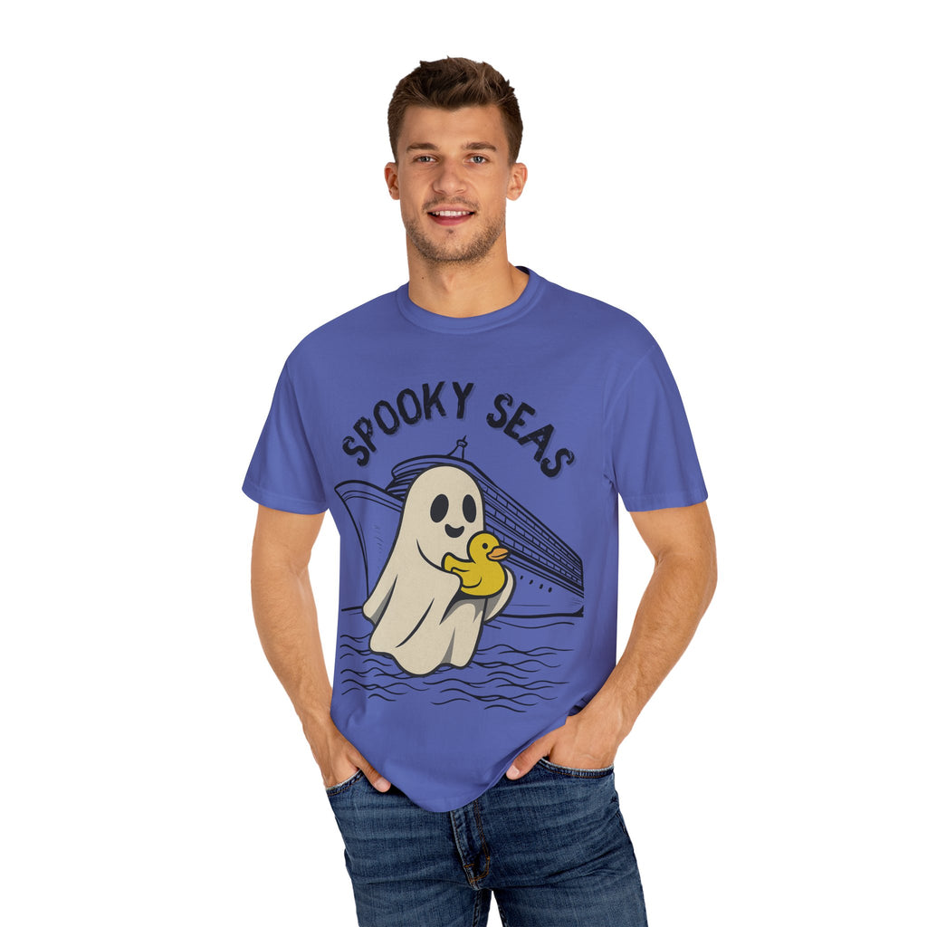 Spooky Seas T-Shirt, Halloween Shirt, Unisex Graphic Tee, Fun Ghost Design, Casual Wear, Gift for Every Occasion