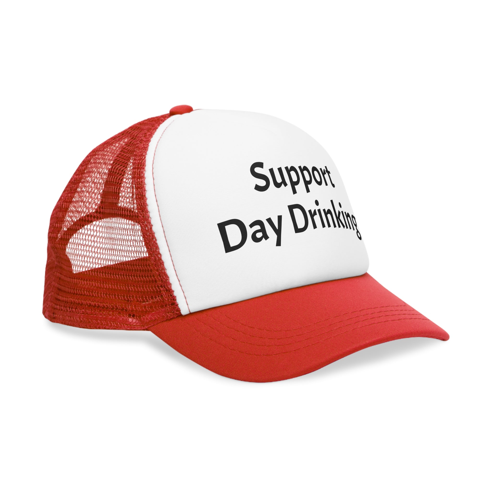 Support Day Drinking Mesh Cap, Trucker Hat for Outdoor Events, Funny Gift for Beer Lovers, Summer BBQ Accessory, Party Headwear