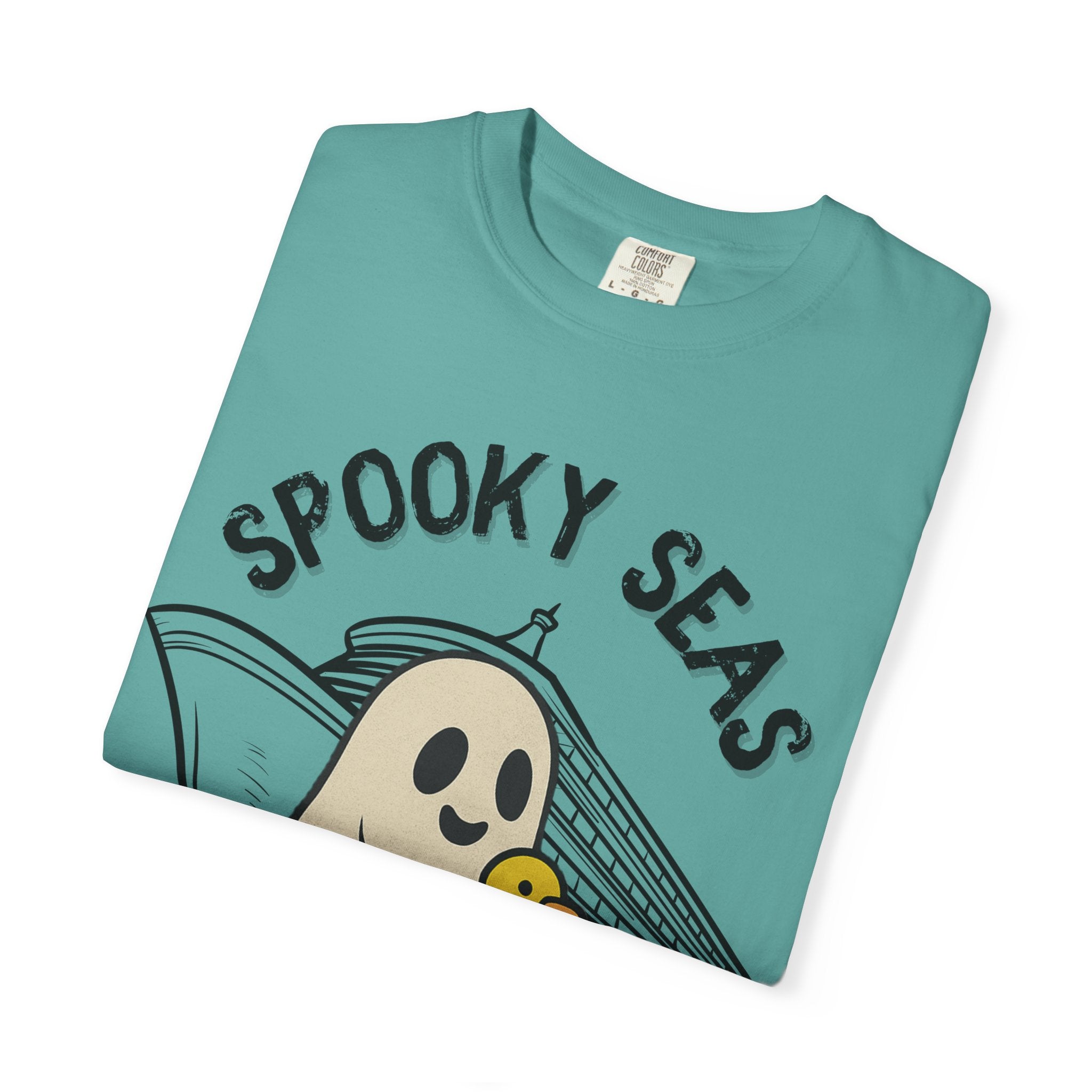 Spooky Seas T-Shirt, Halloween Shirt, Unisex Graphic Tee, Fun Ghost Design, Casual Wear, Gift for Every Occasion