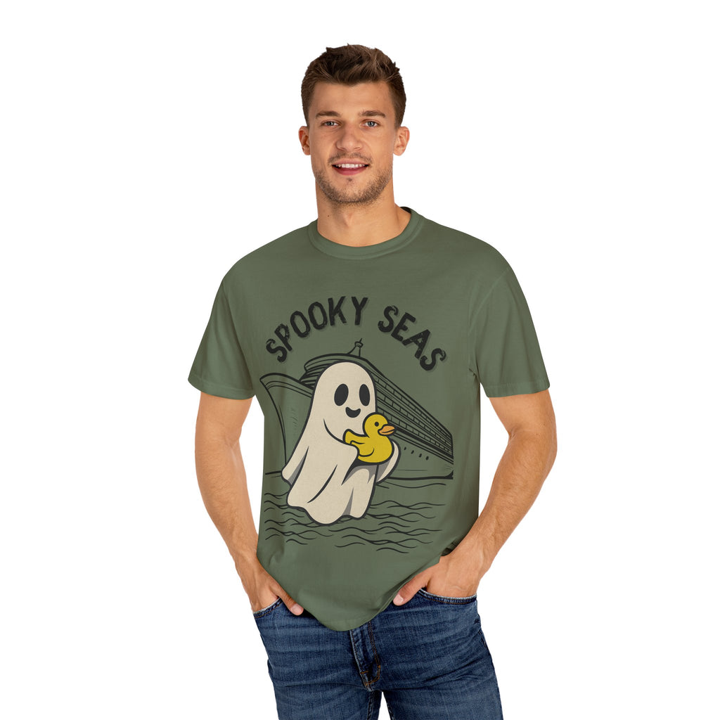 Spooky Seas T-Shirt, Halloween Shirt, Unisex Graphic Tee, Fun Ghost Design, Casual Wear, Gift for Every Occasion