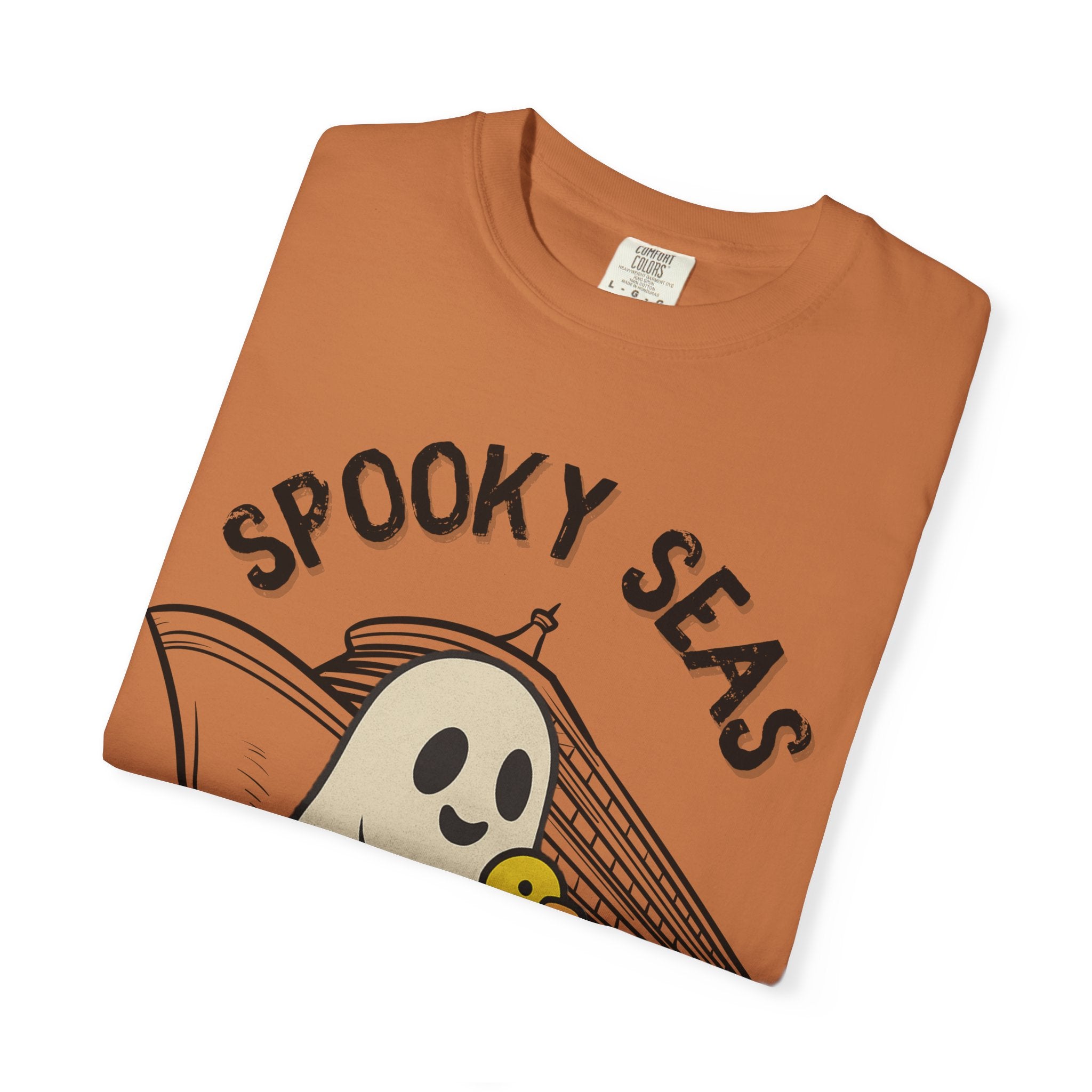 Spooky Seas T-Shirt, Halloween Shirt, Unisex Graphic Tee, Fun Ghost Design, Casual Wear, Gift for Every Occasion