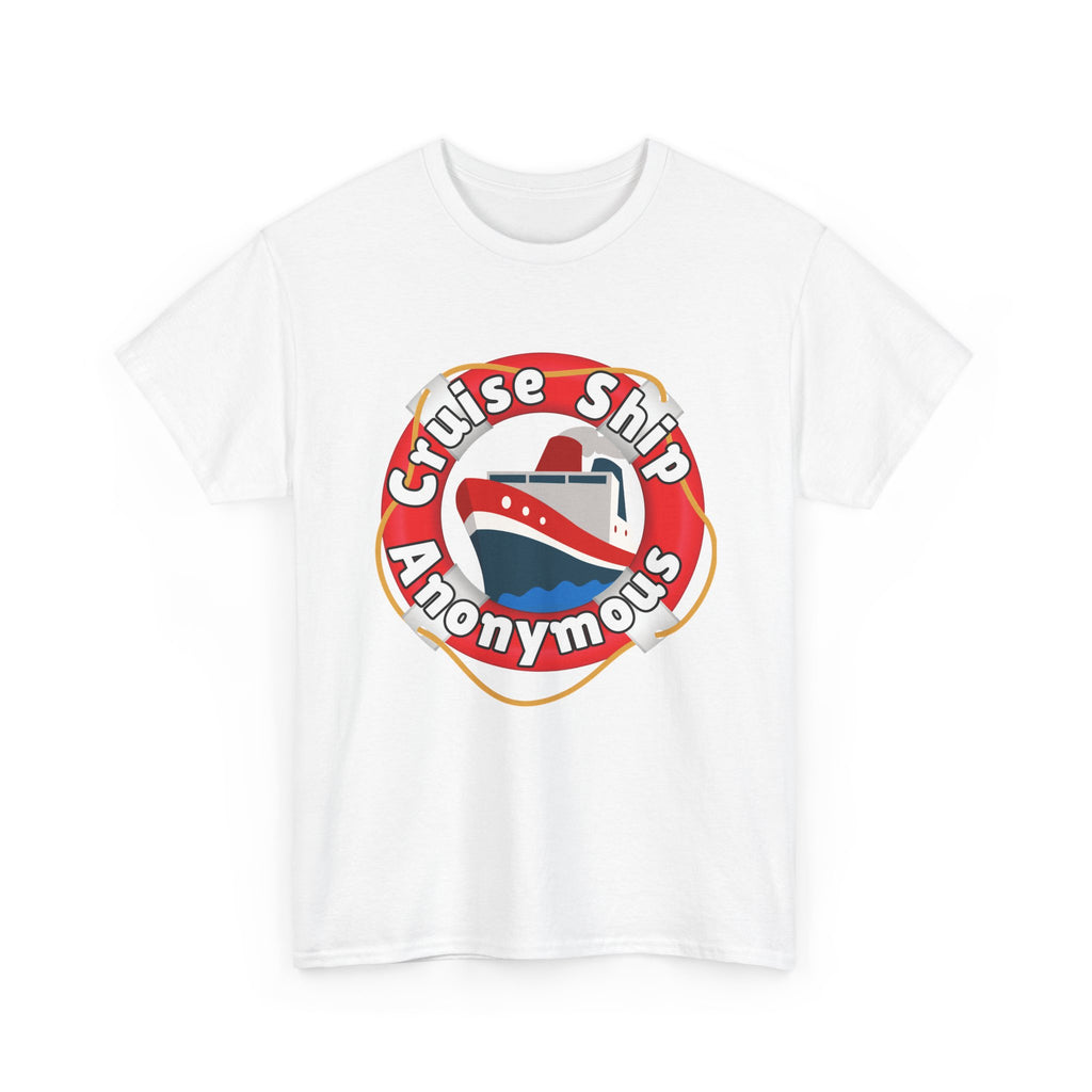 Cruise Ship Anonymous Tee - Fun Unisex Heavy Cotton T-Shirt, Perfect for Travel Lovers, Nautical Adventures, Summer Vacations