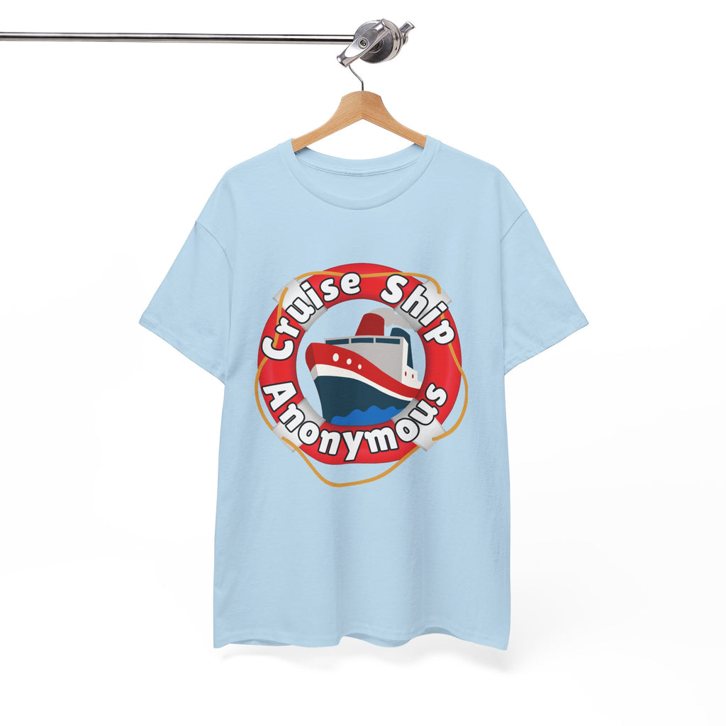 Cruise Ship Anonymous Tee - Fun Unisex Heavy Cotton T-Shirt, Perfect for Travel Lovers, Nautical Adventures, Summer Vacations