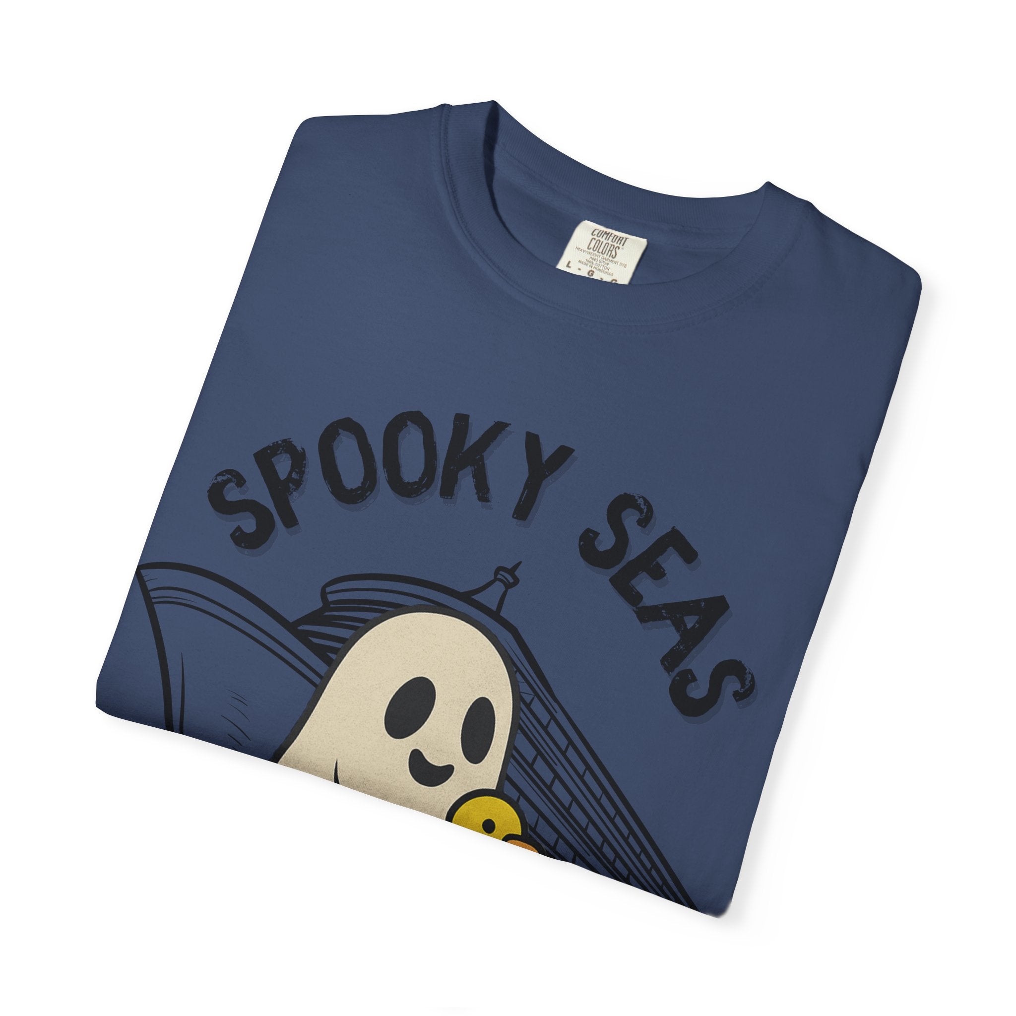 Spooky Seas T-Shirt, Halloween Shirt, Unisex Graphic Tee, Fun Ghost Design, Casual Wear, Gift for Every Occasion