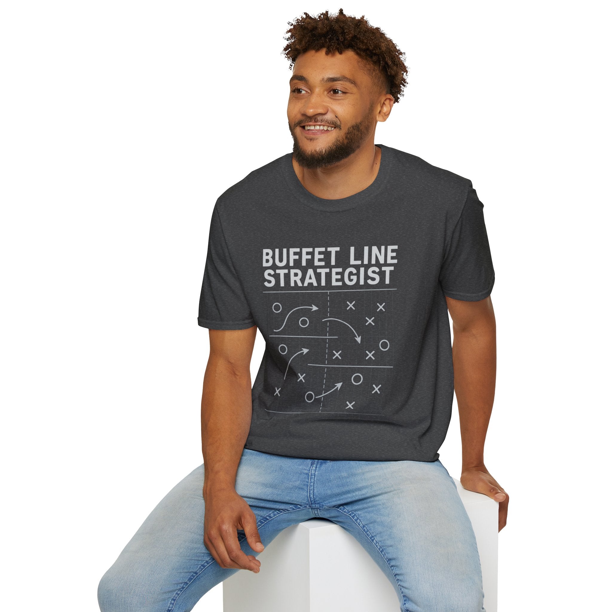 Buffet Line Strategist Unisex Softstyle T-Shirt | Foodie Humor Tee, Casual Wear, Gift for Food Lovers, Party Attire, Summer Fashion