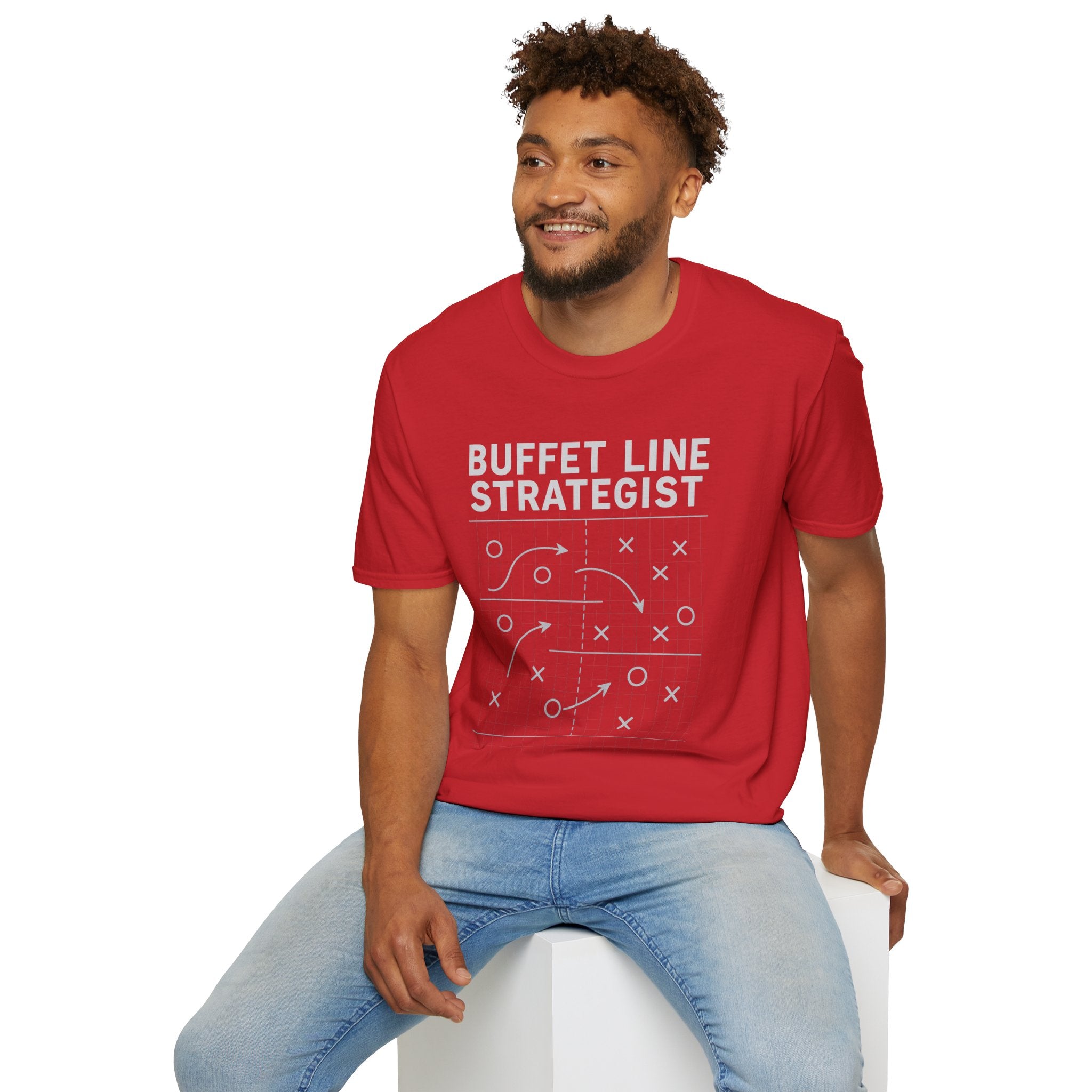 Buffet Line Strategist Unisex Softstyle T-Shirt | Foodie Humor Tee, Casual Wear, Gift for Food Lovers, Party Attire, Summer Fashion