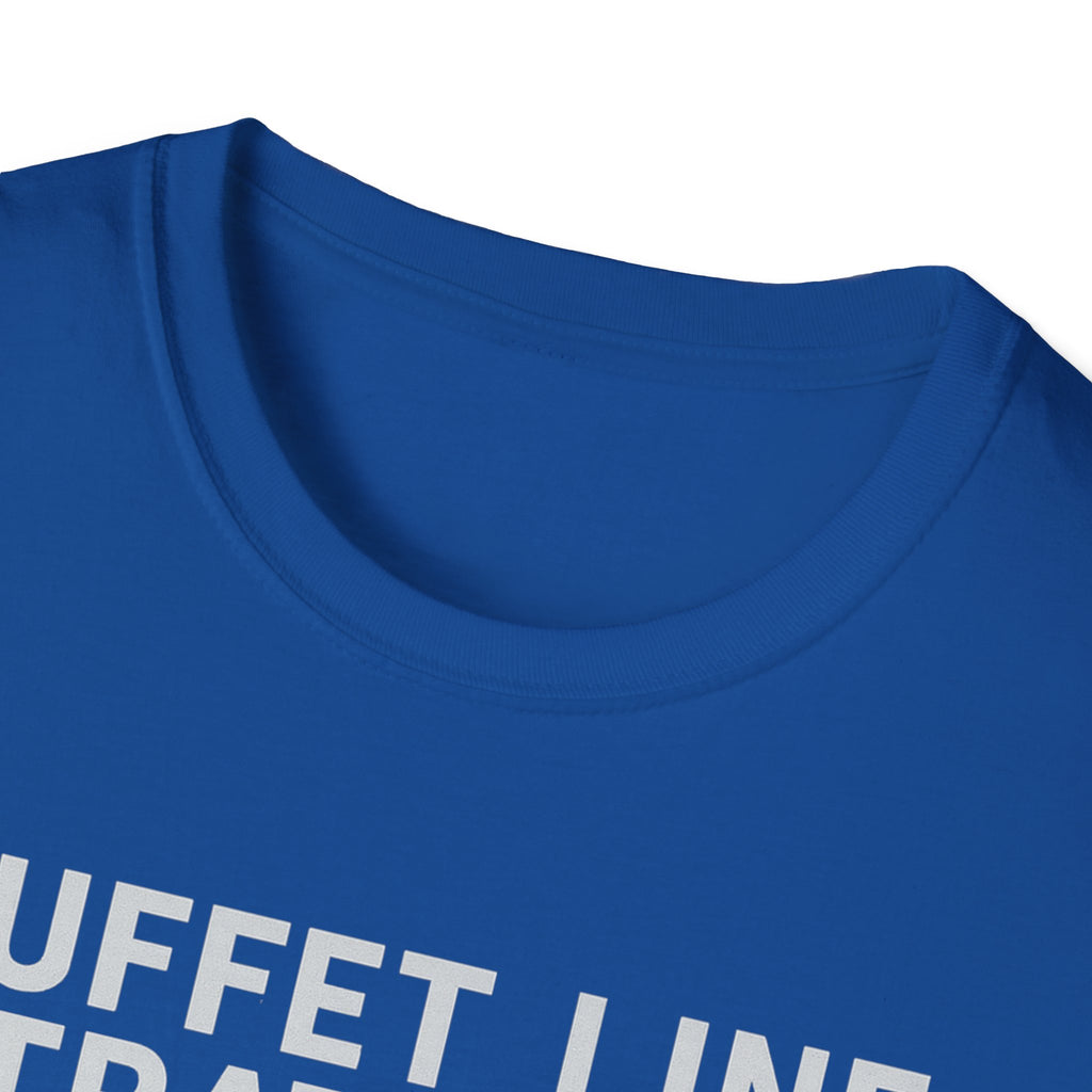 Buffet Line Strategist Unisex Softstyle T-Shirt | Foodie Humor Tee, Casual Wear, Gift for Food Lovers, Party Attire, Summer Fashion