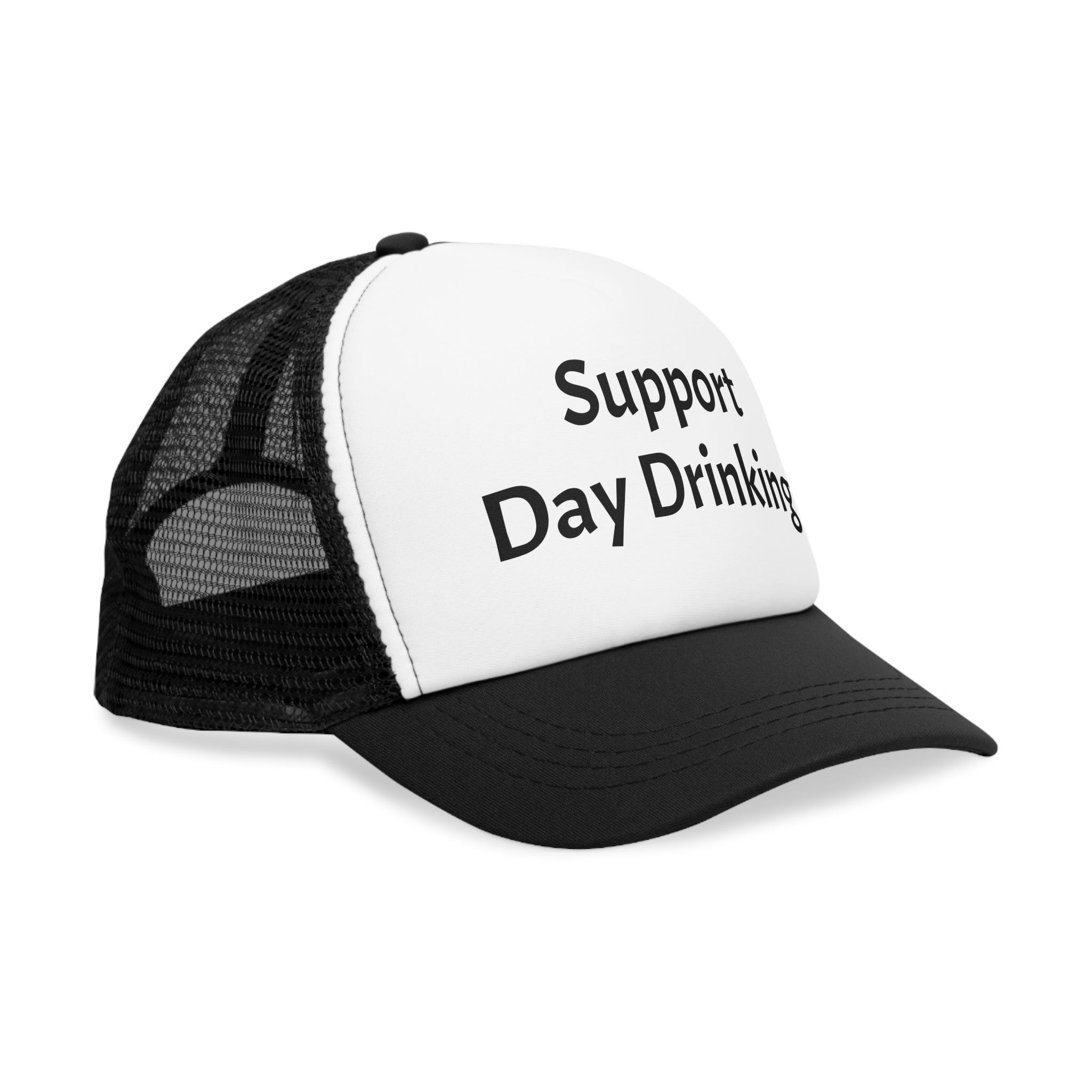 Support Day Drinking Mesh Cap, Trucker Hat for Outdoor Events, Funny Gift for Beer Lovers, Summer BBQ Accessory, Party Headwear