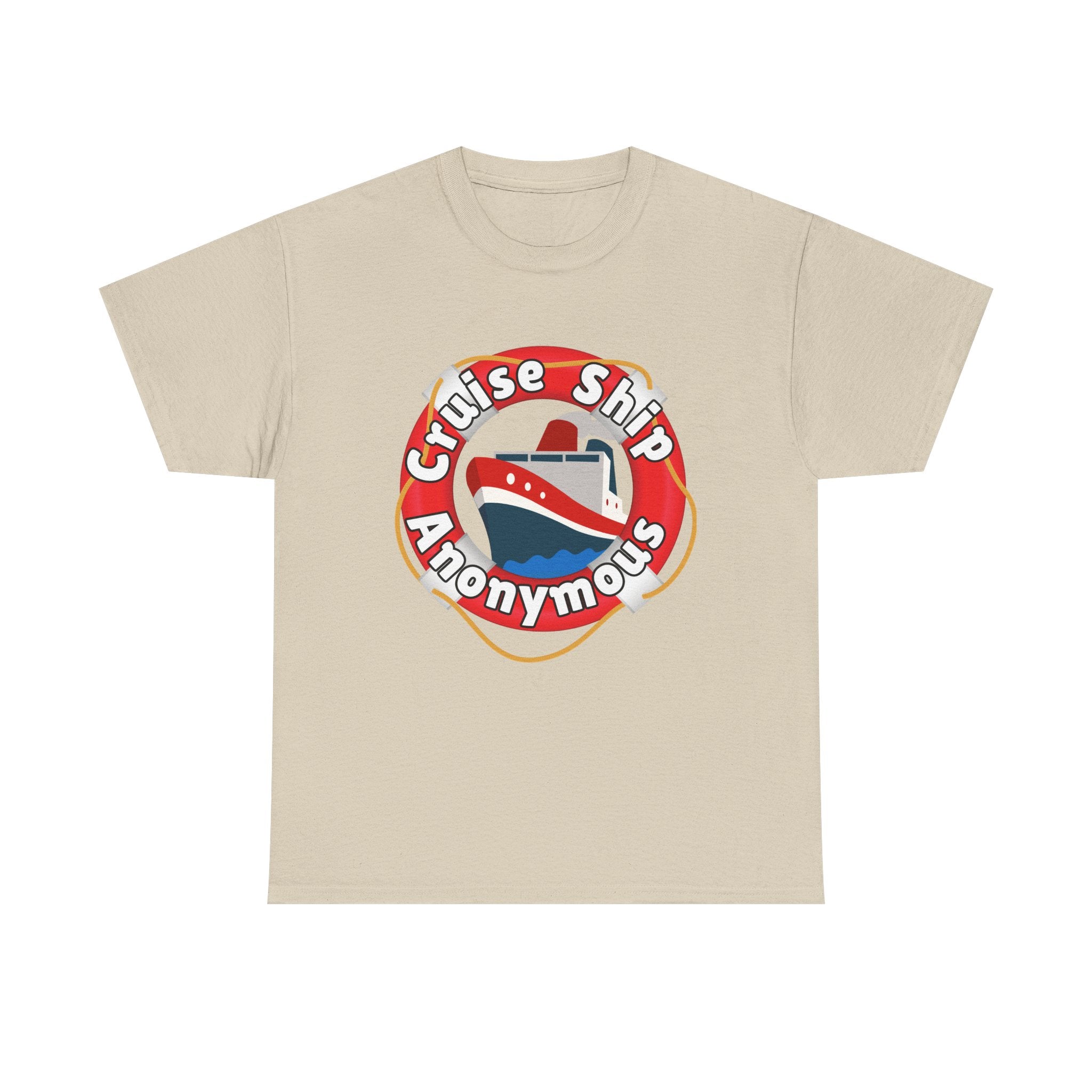 Cruise Ship Anonymous Tee - Fun Unisex Heavy Cotton T-Shirt, Perfect for Travel Lovers, Nautical Adventures, Summer Vacations