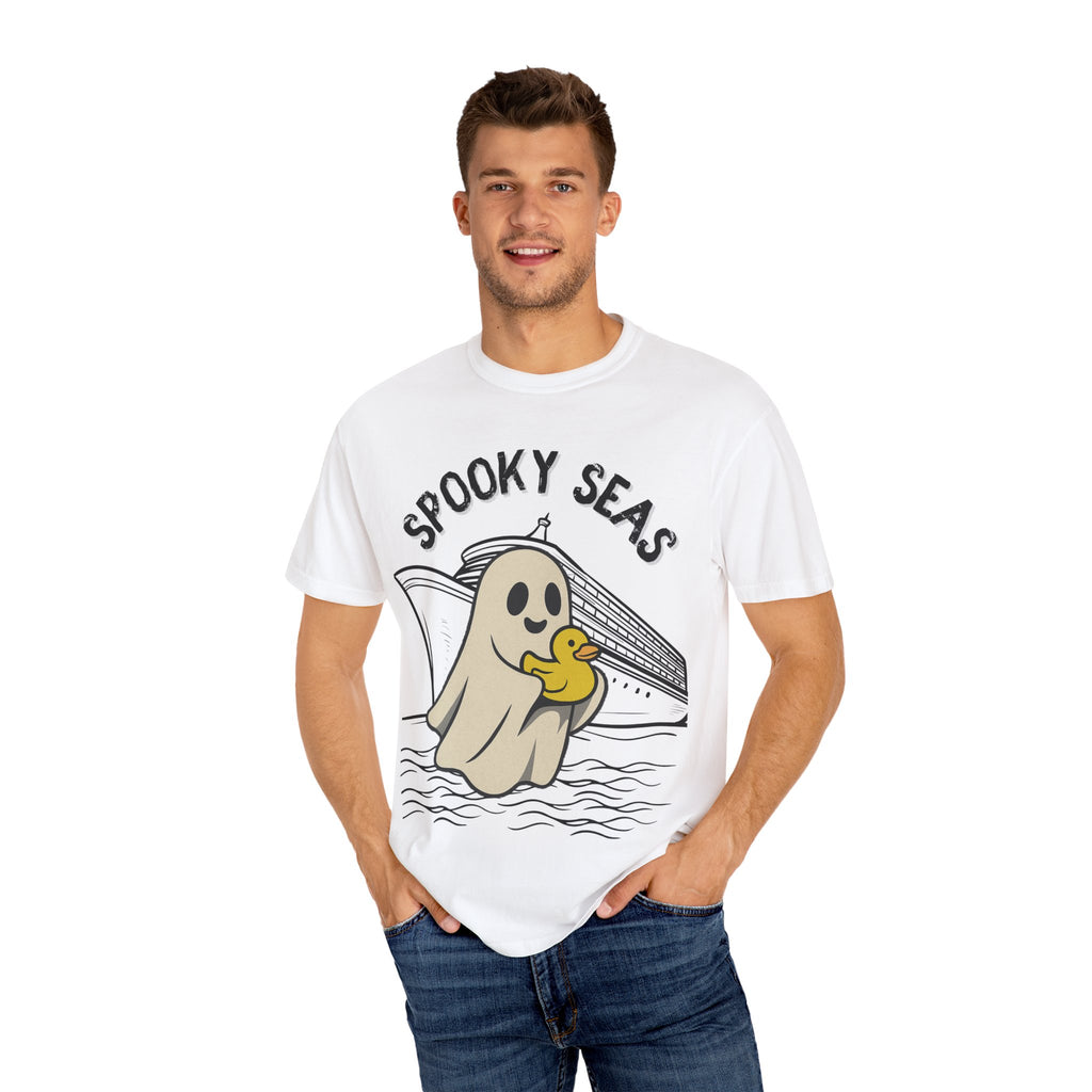 Spooky Seas T-Shirt, Halloween Shirt, Unisex Graphic Tee, Fun Ghost Design, Casual Wear, Gift for Every Occasion