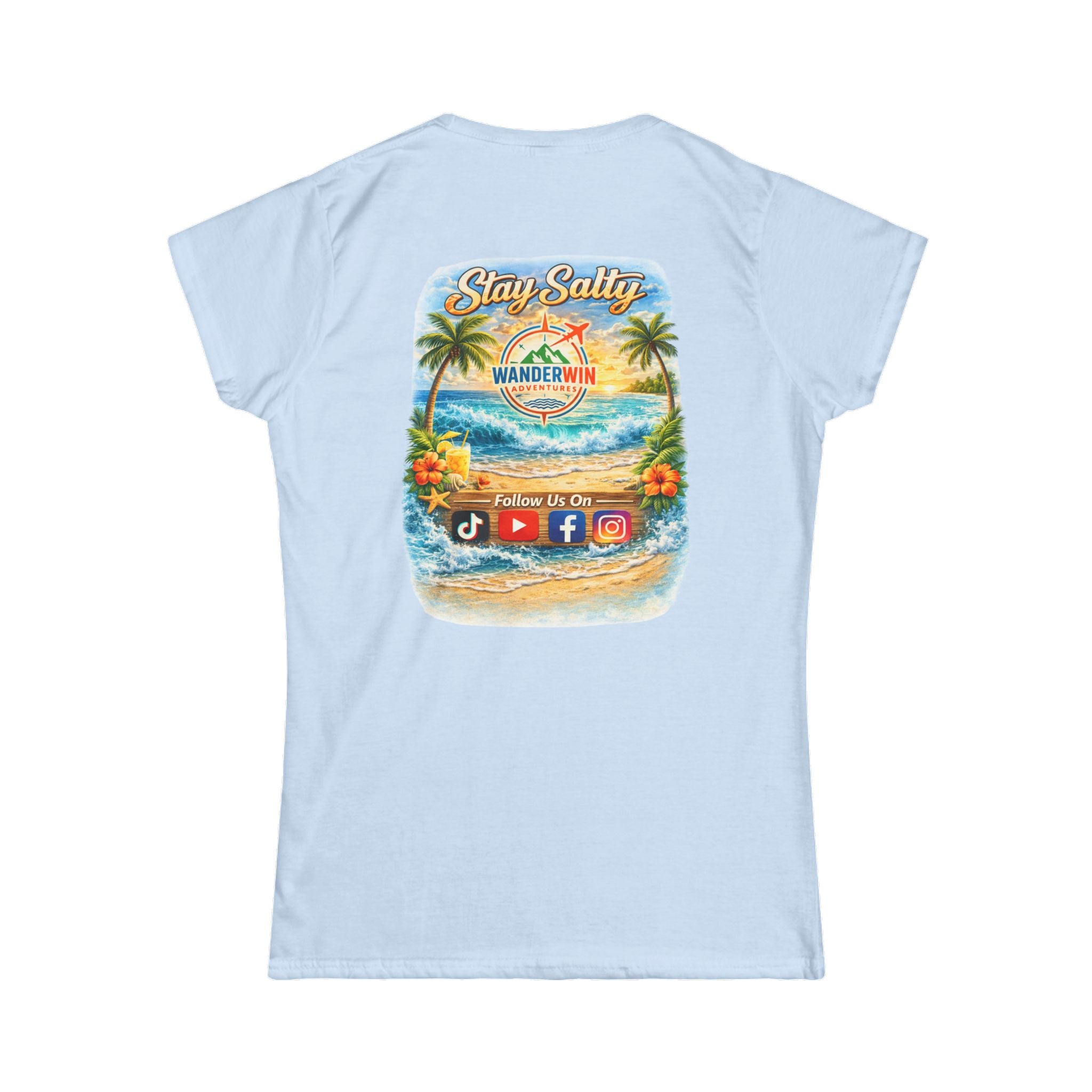 Stay Salty Travel Tee — "Wanderwin" Beach Graphic Women's T-Shirt