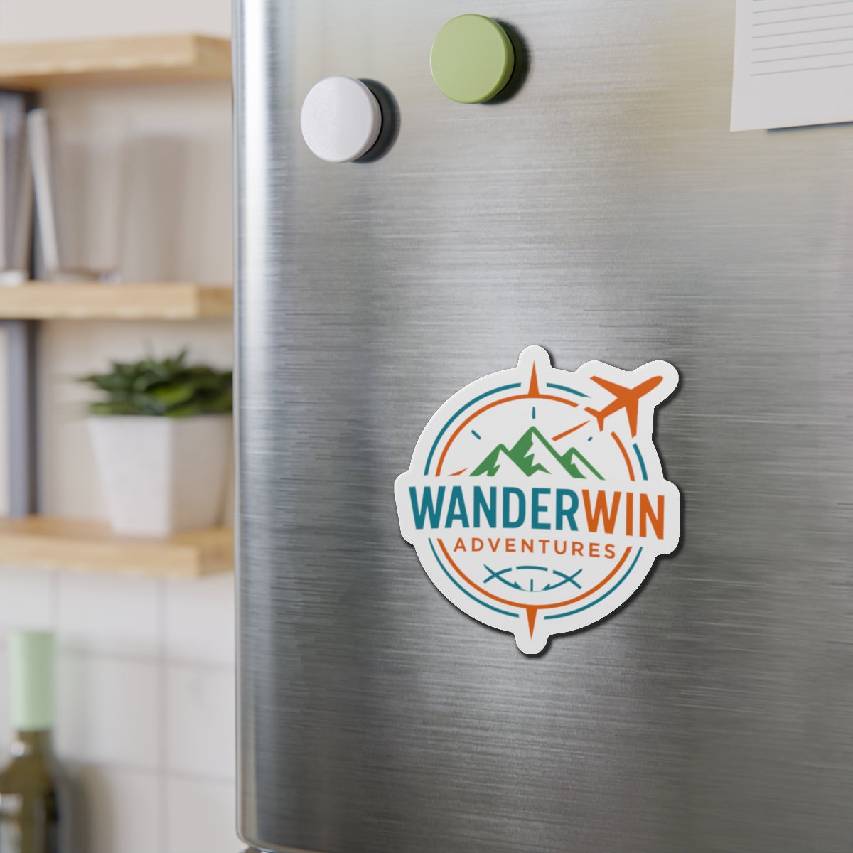 Adventure-Themed Die-Cut Magnet | WanderWin Travel Decor, Fun Fridge Magnet, Personalized Gift, Road Trip Souvenir, Home Office Decor